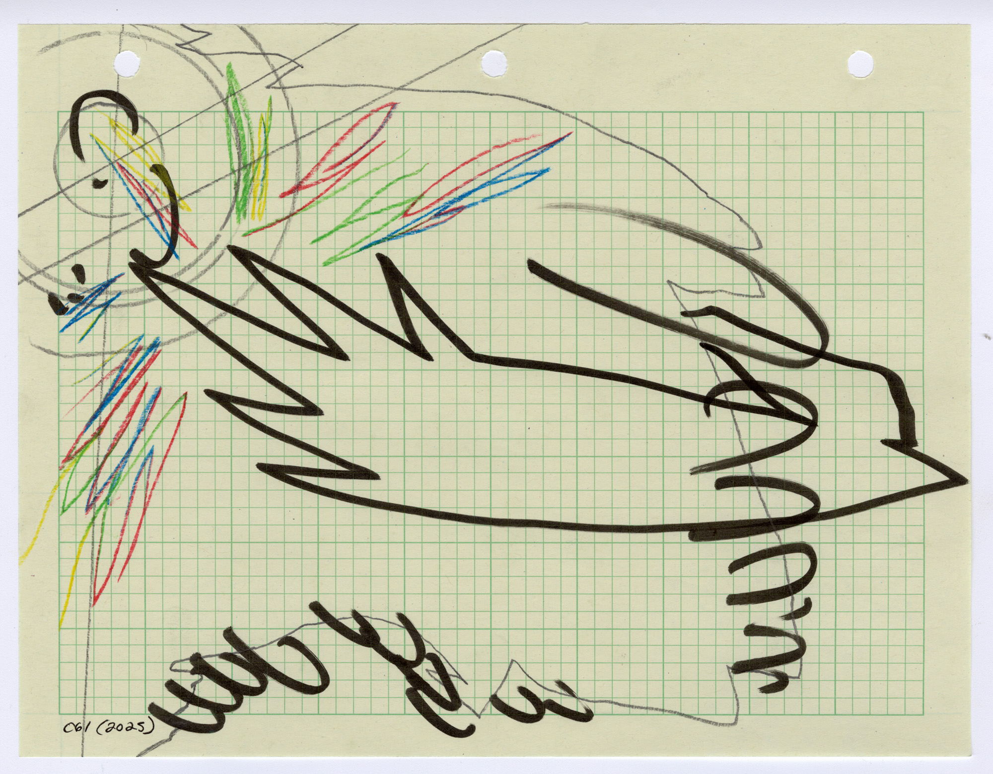 061. 2025. Graphite, colored pencil, and marker on graph paper. 11" by 8.5"
