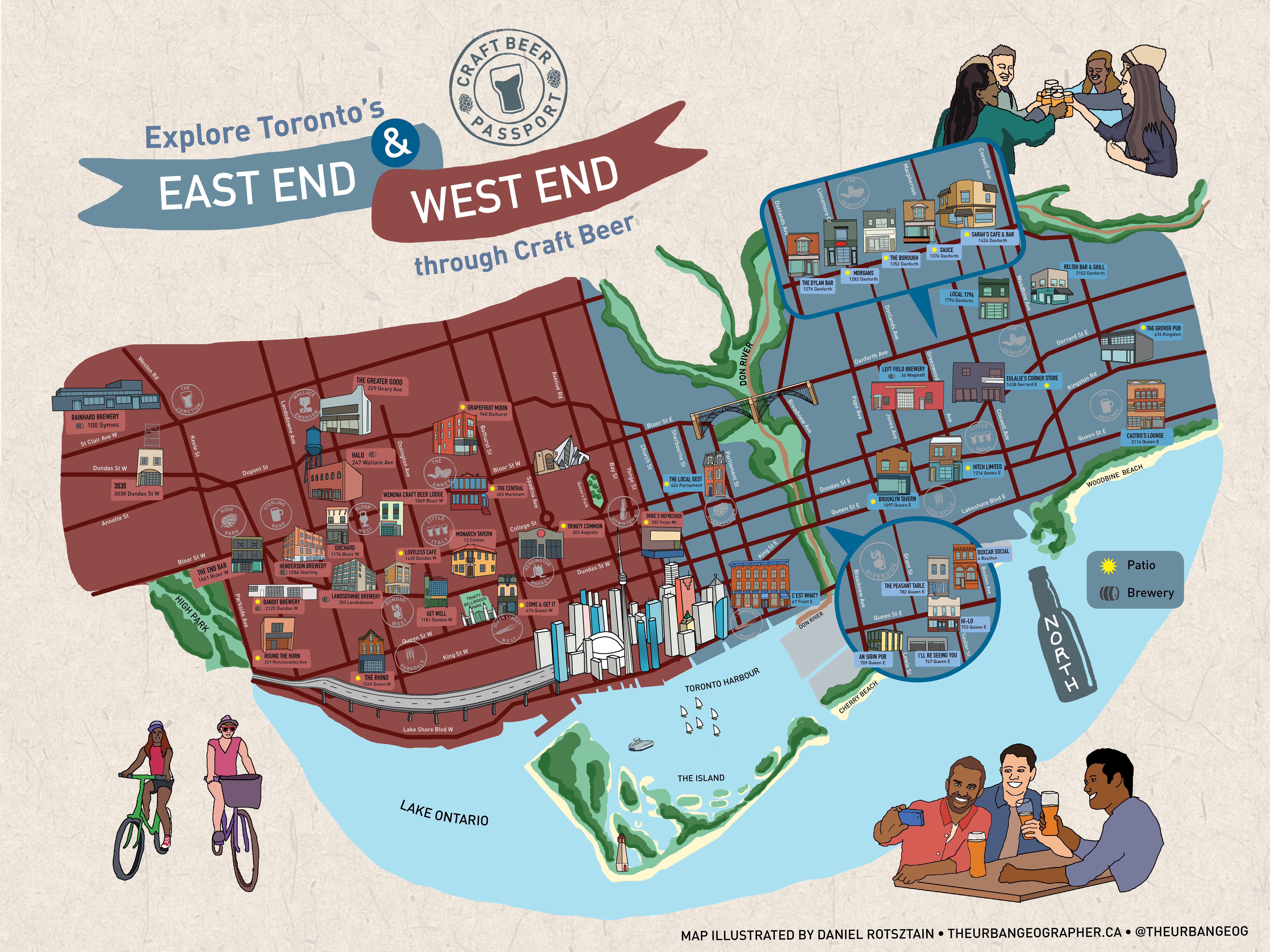 For the 2016 season of the Craft Beer Passport, I illustrated a map to quench the urge to explore Toronto and drink beer at the same time. Also check out the pub crawl maps I made suggesting routes in 2015.