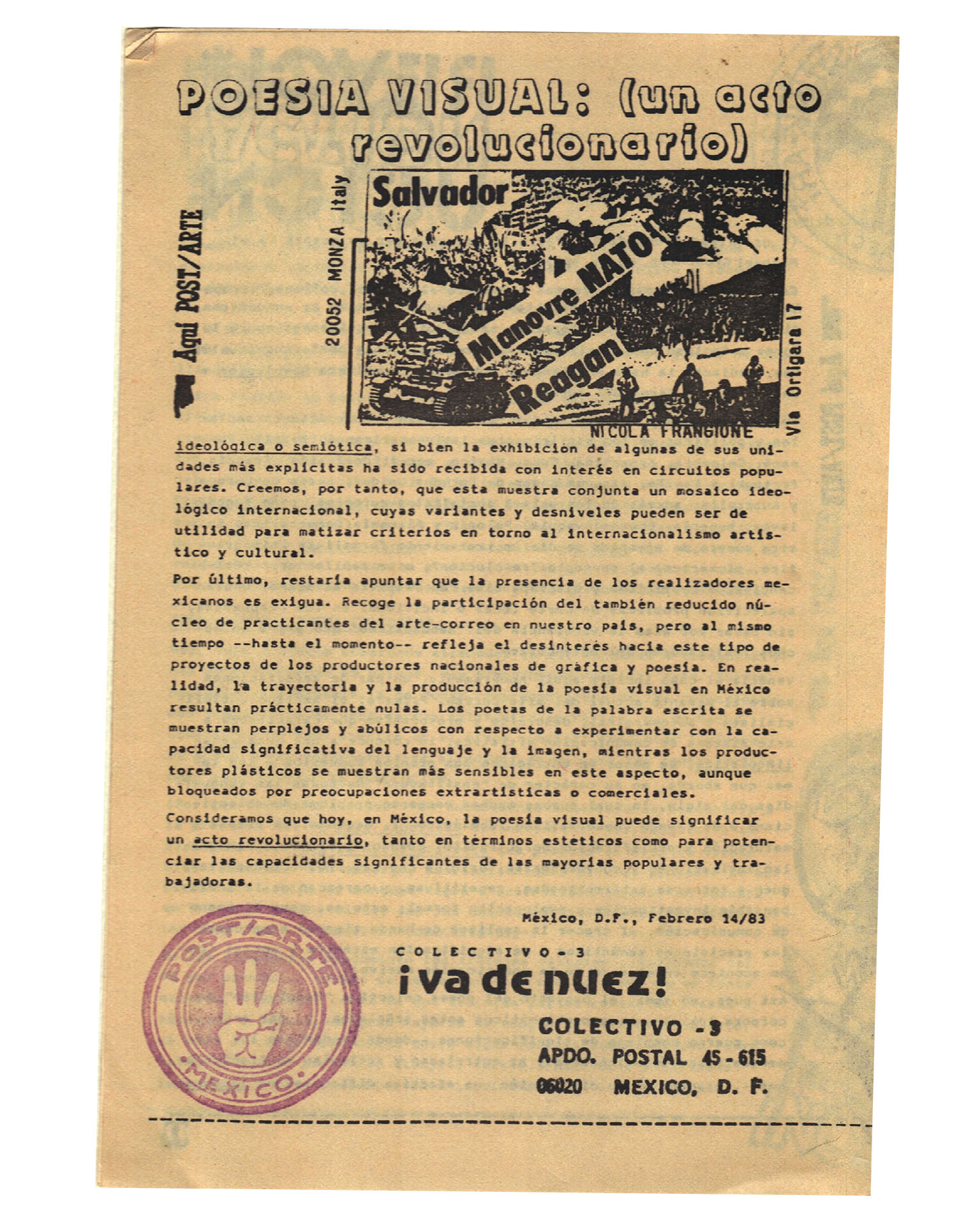 Poesía Visual Va de nuez Arte Correo y gráfica ultraligera, Colectivo 3