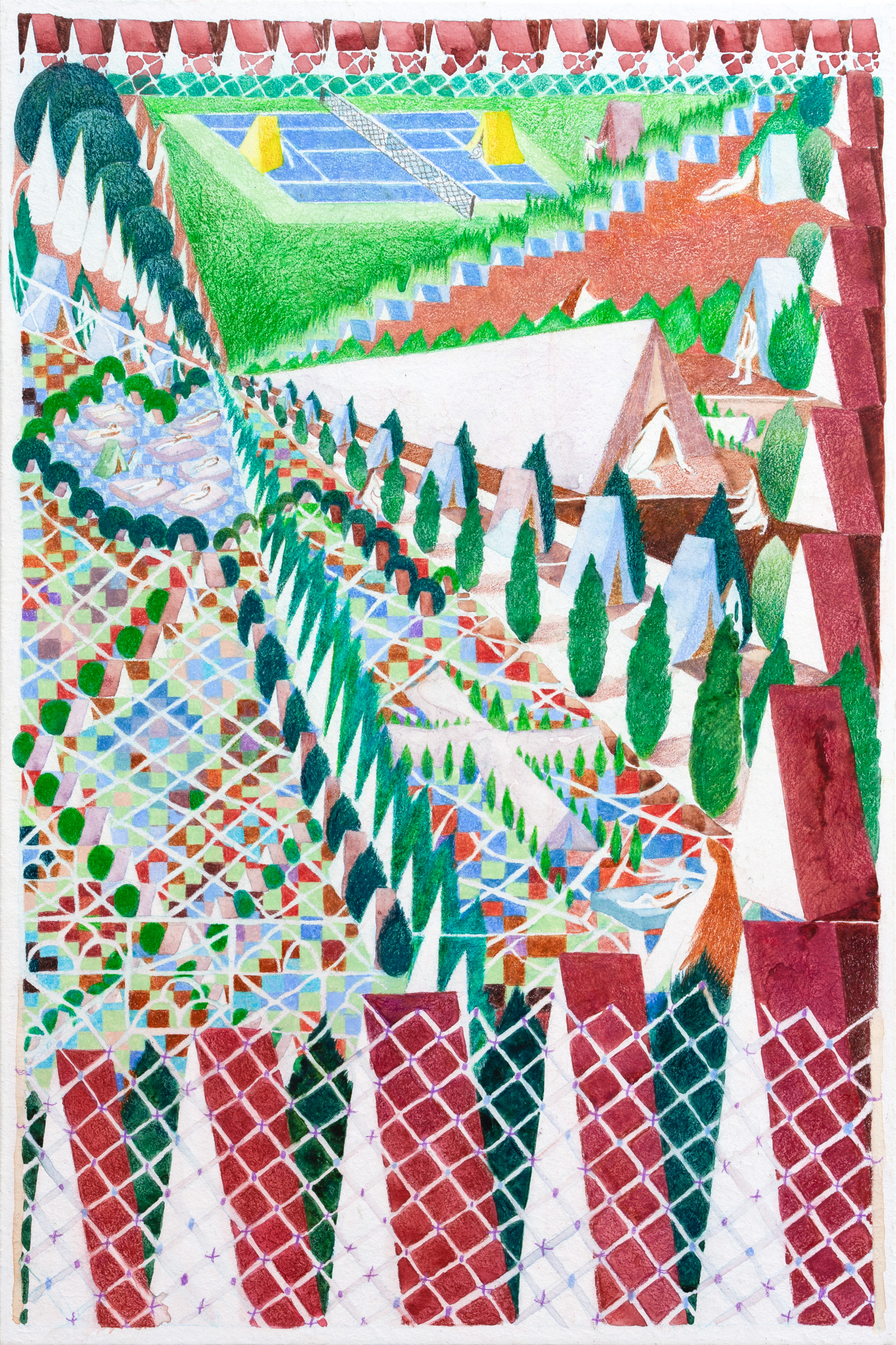 Grounds, Watercolor, colored pencil, Japanese paper 41×27.5cm 2023