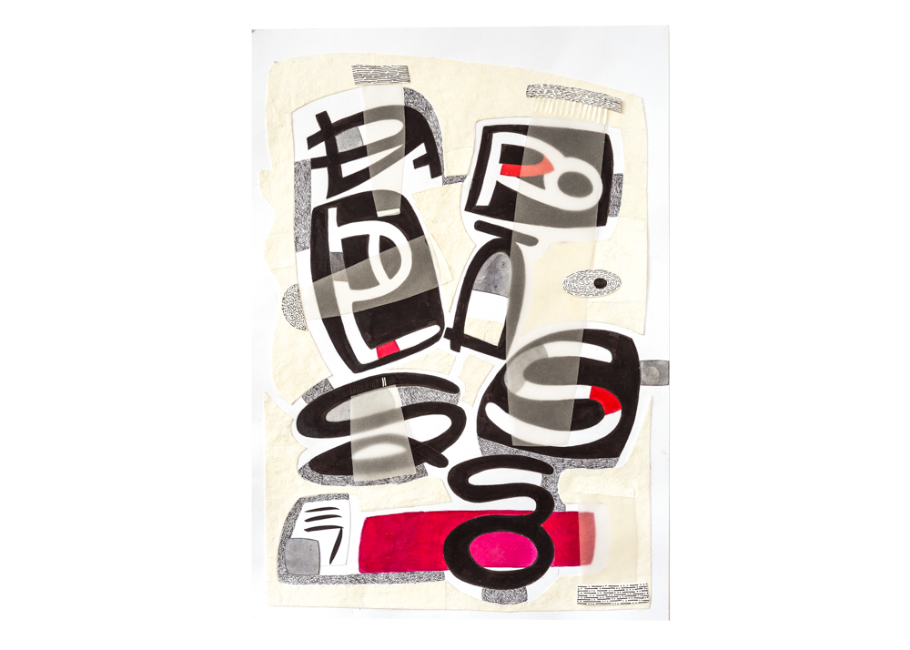 Parola di sasso (Inchiostri su carta, collage cm 30x42, 2021)