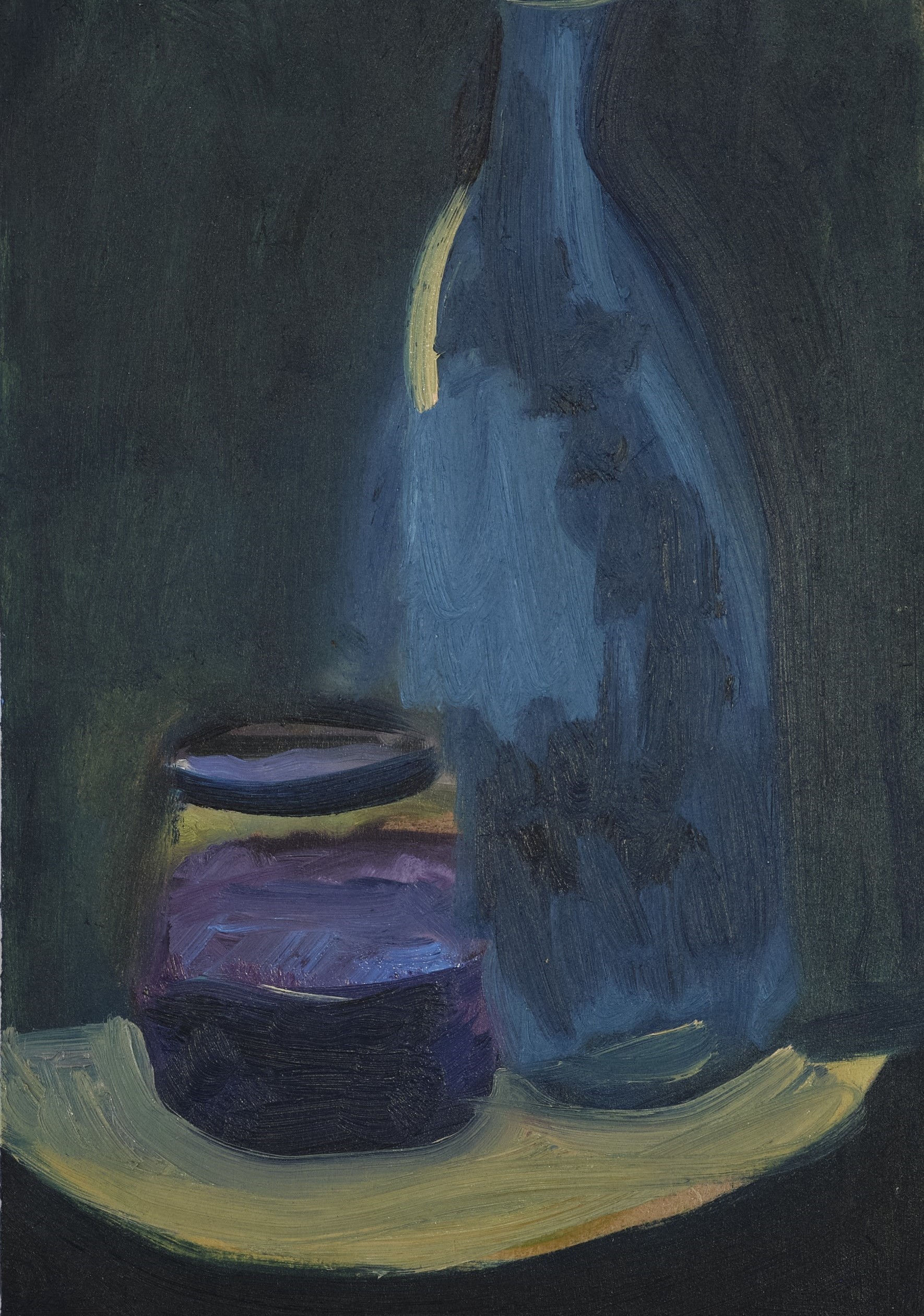 Rodrigo Echeverría, Still Life for an Alcoholic, 202i3, oil on wood, 11 3/4 x 7 7/8 in © Rodrigo Echeverría