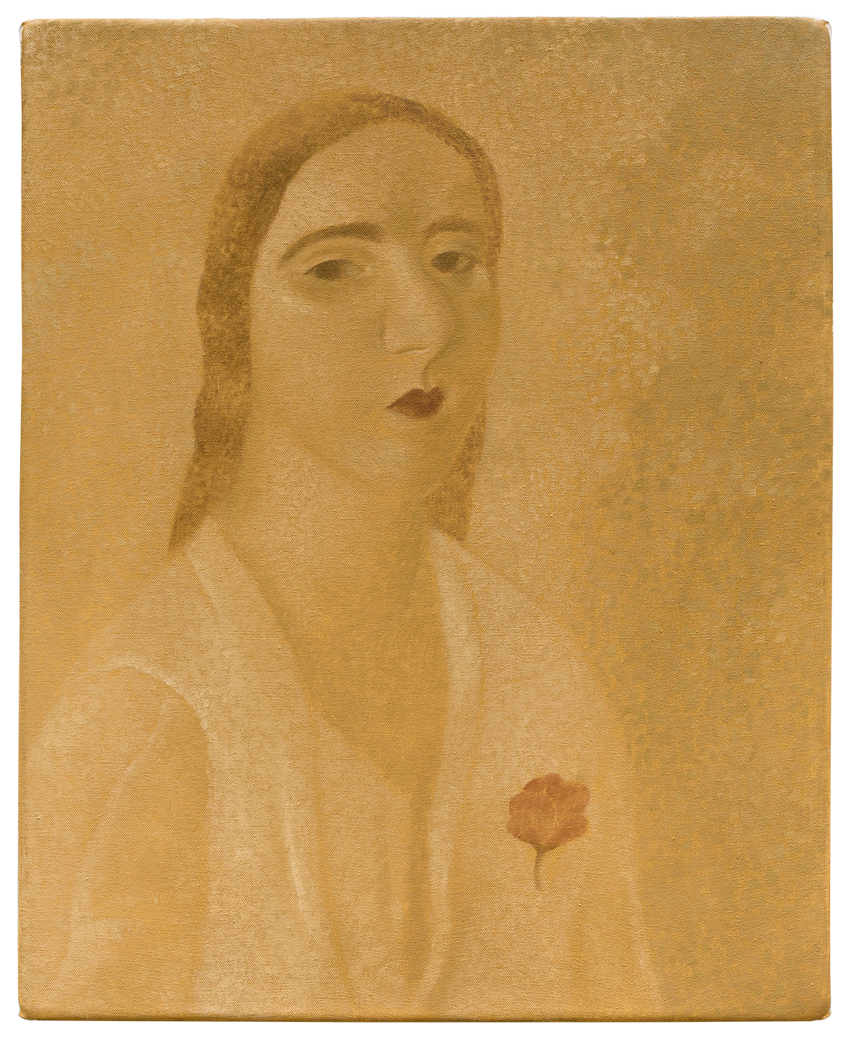 "Autorretrato vestindo flor na lapela", 2024, óleo sobre tela