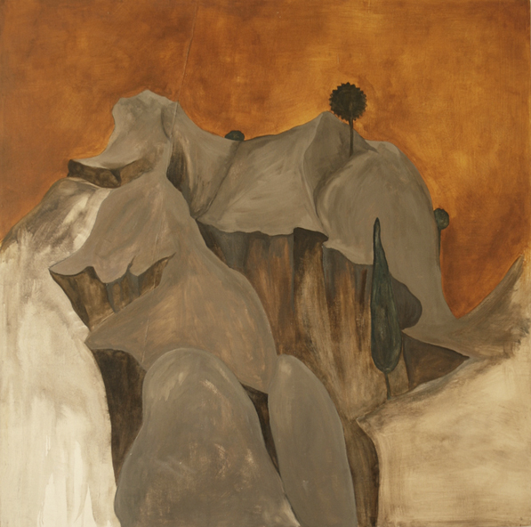 After Sassetta, without St. Francis, 122x122cm, oil and pigment on board