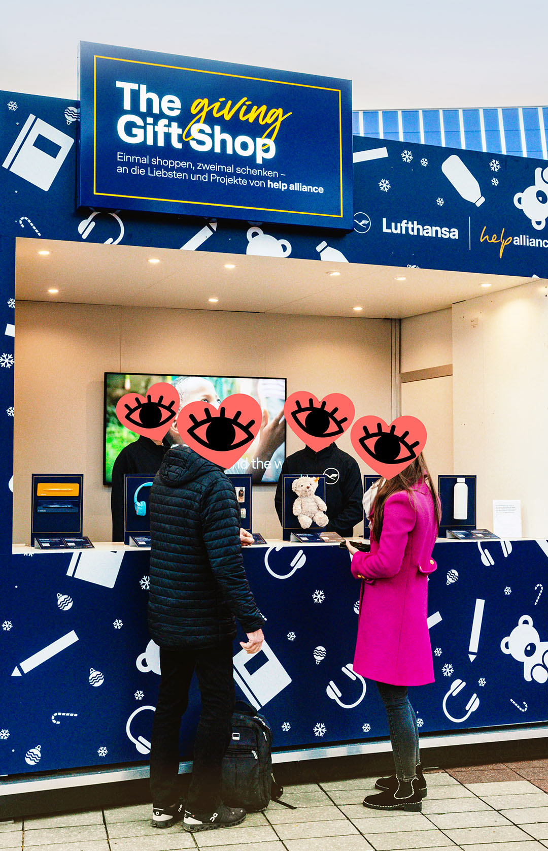 Visitors purchasing products at the sales stand during the event