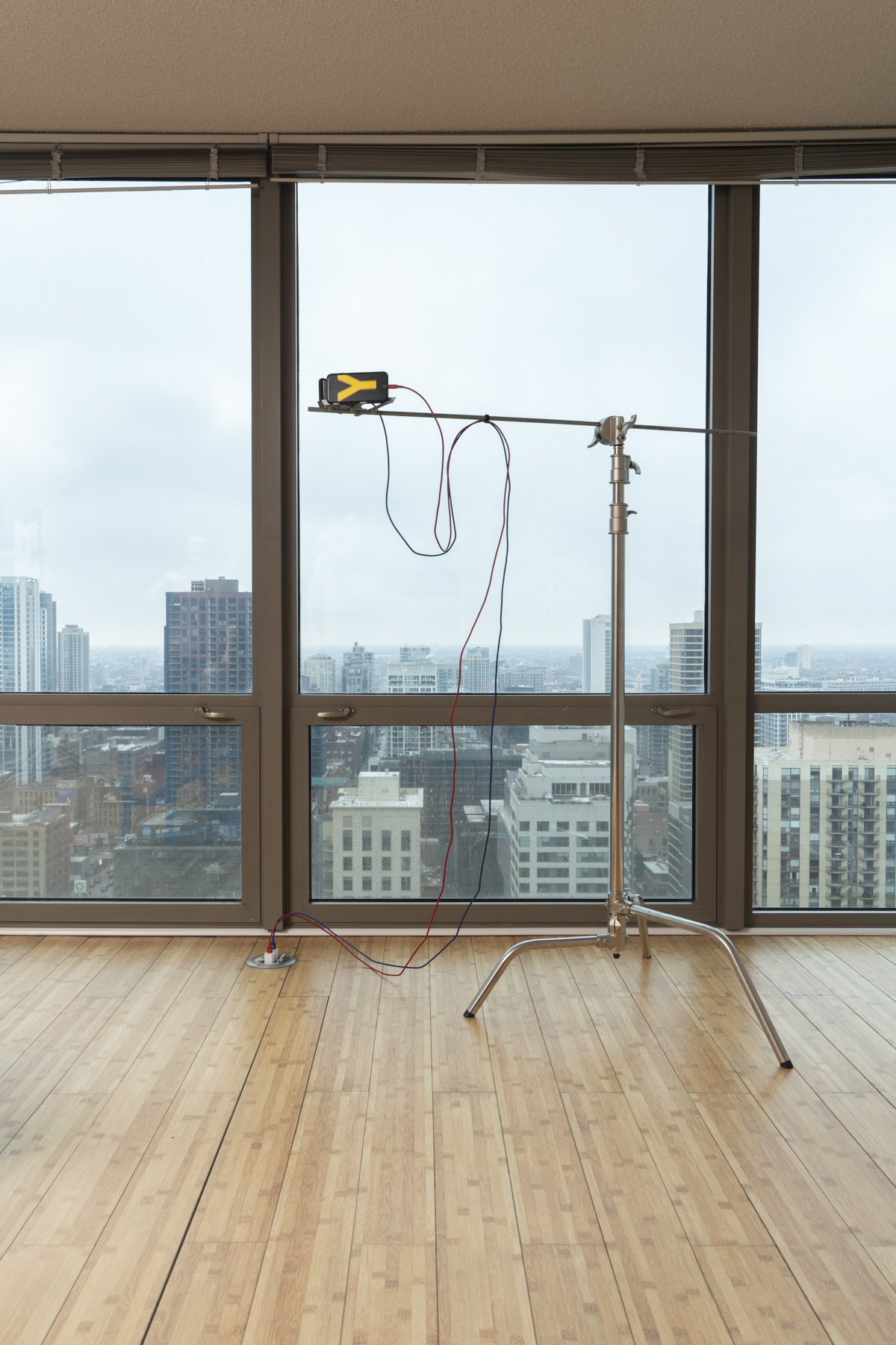 Interior Irruptions (after Canan) ; smartphones, c-stand, custom mount Photography: Jesse Meredith 