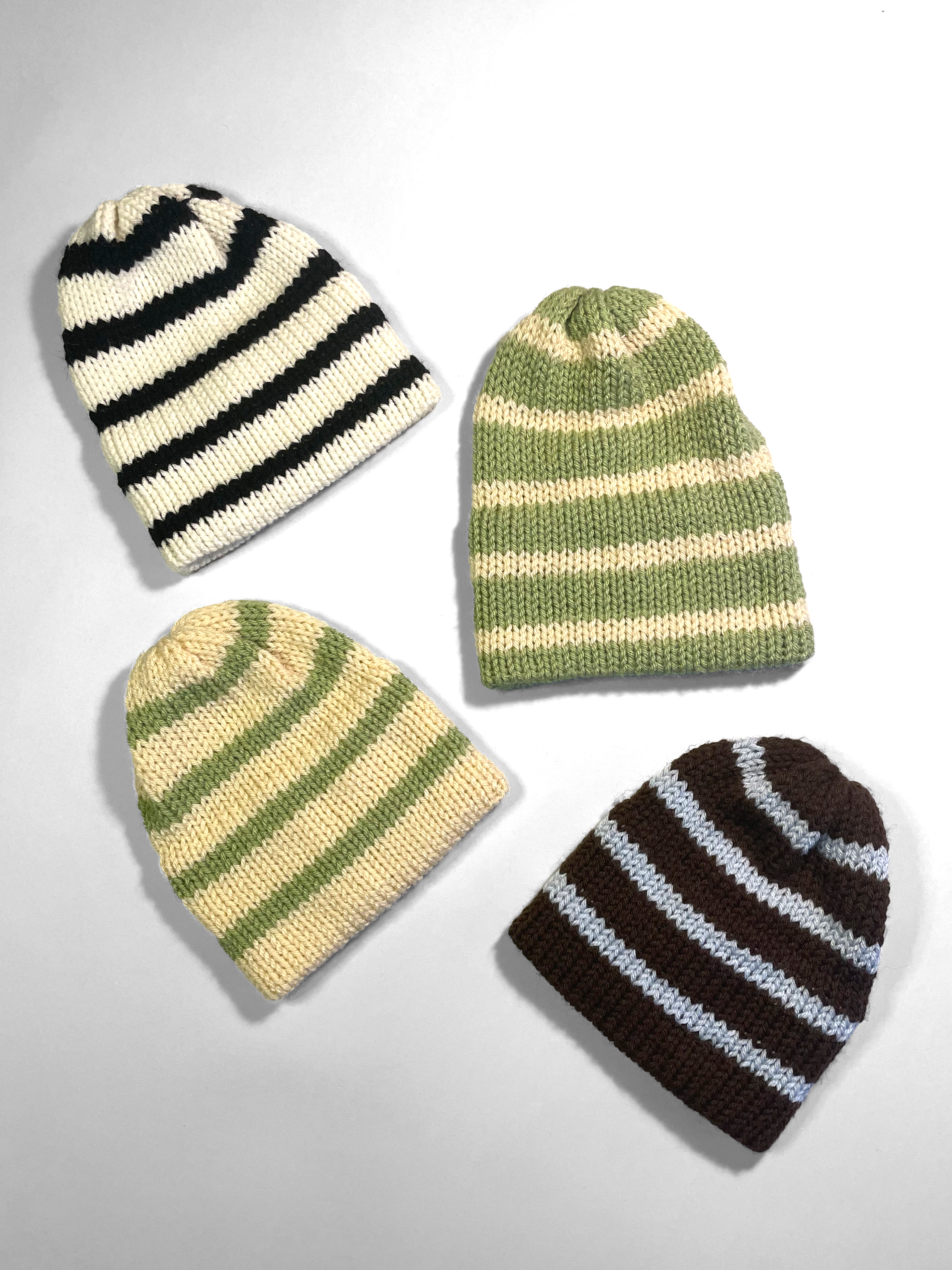 Loom Knit Stripe Beanies