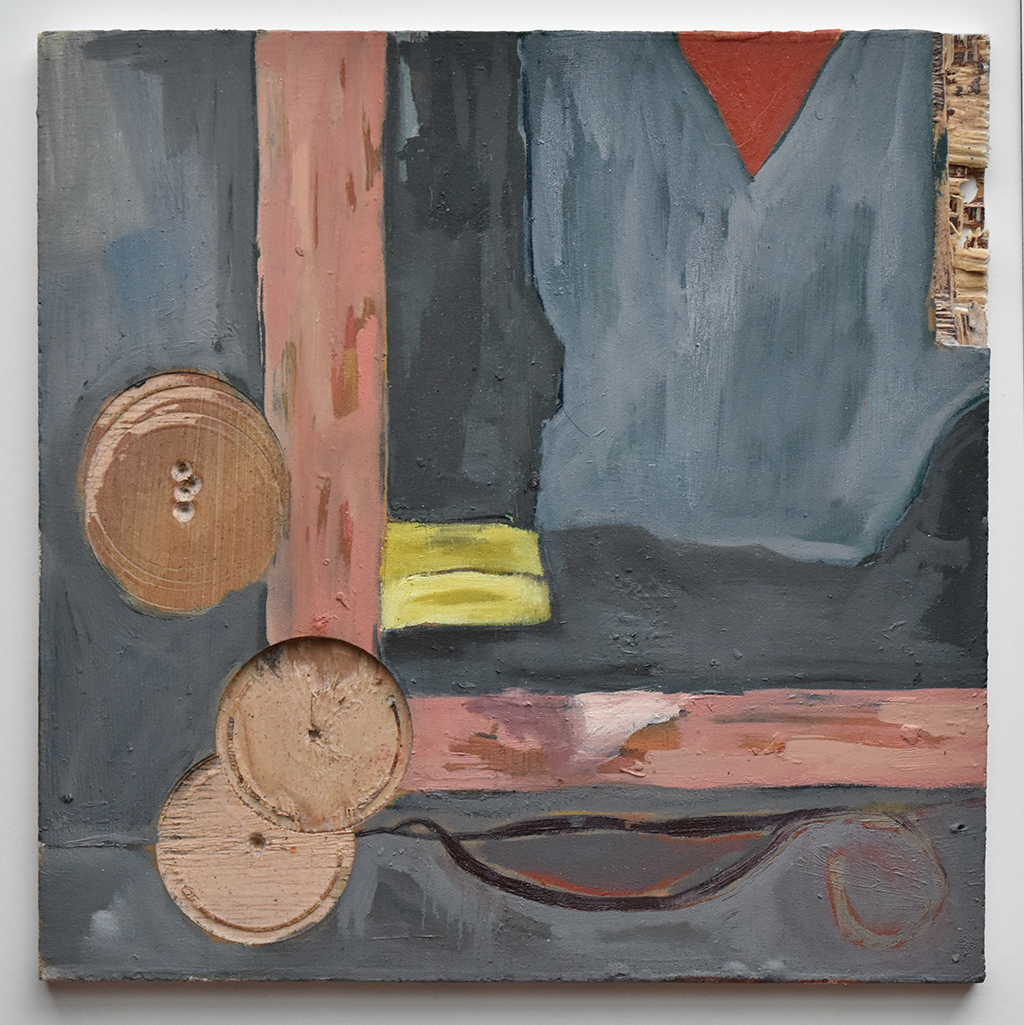 Form(less), oil on found wood, 9.5” x 9.5”, 2020