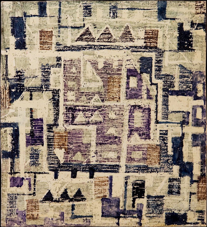 Design for handmade carpet. Gouache, wax. Painting on cardboard. 1960's