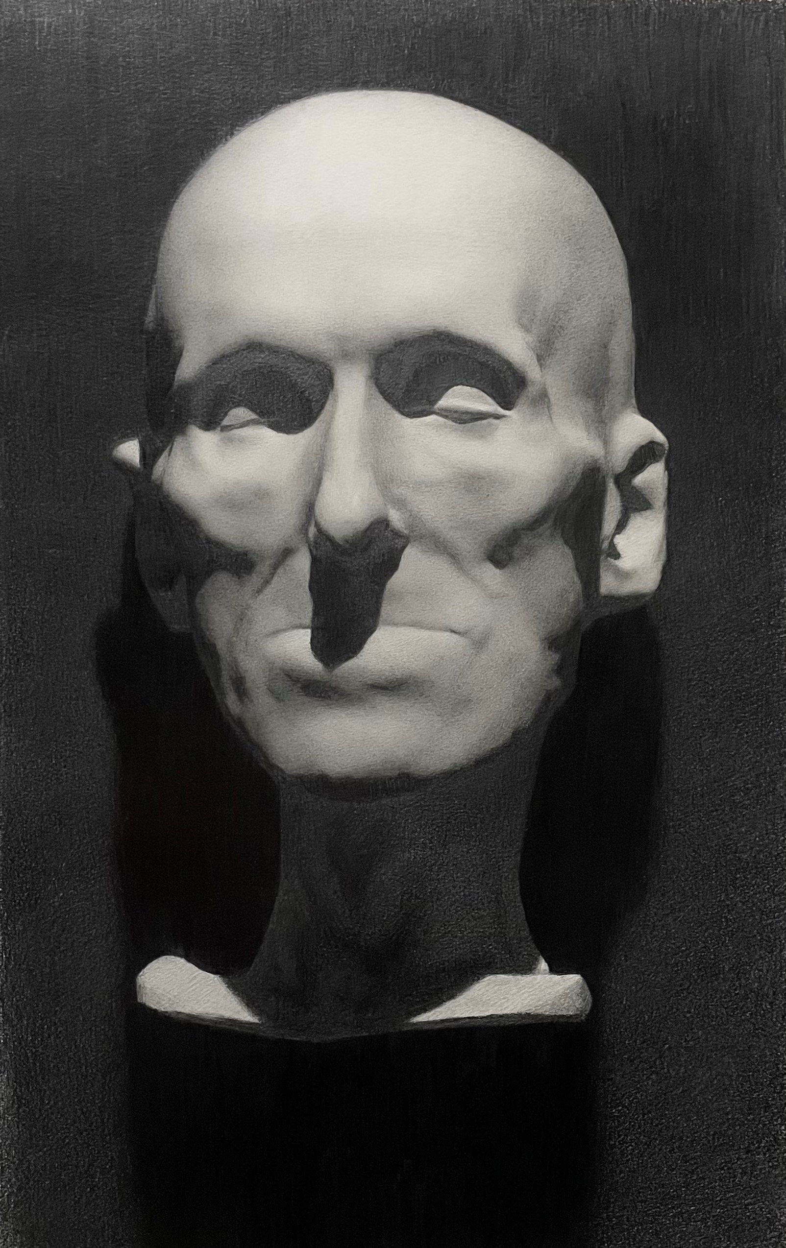 Cast drawing (Canova death mask), 202216"x11", graphite on paper