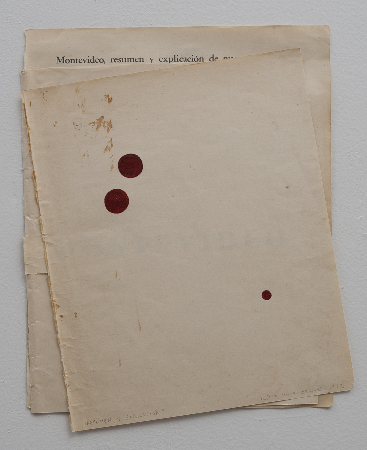 Resumen y Explicación, 1972 Acrylic on printed paper 12.5" x 10"