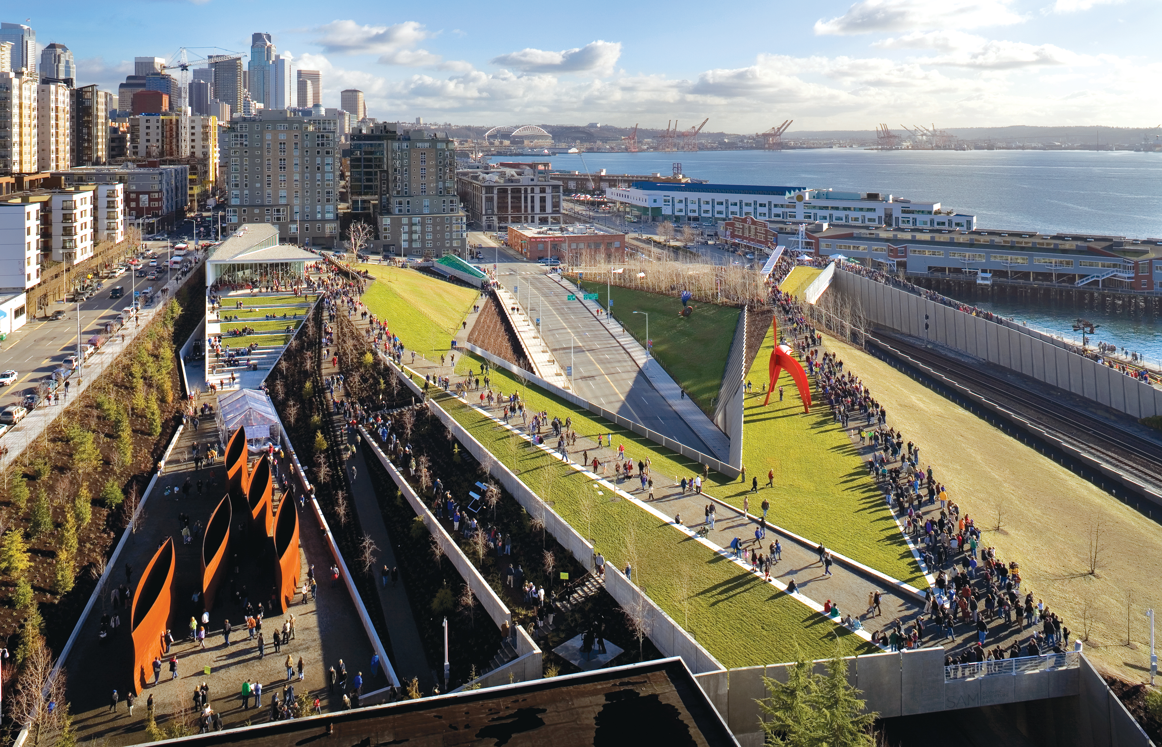 2. Aerial view of Olympic Sculpture Park in Seattle, Washington
