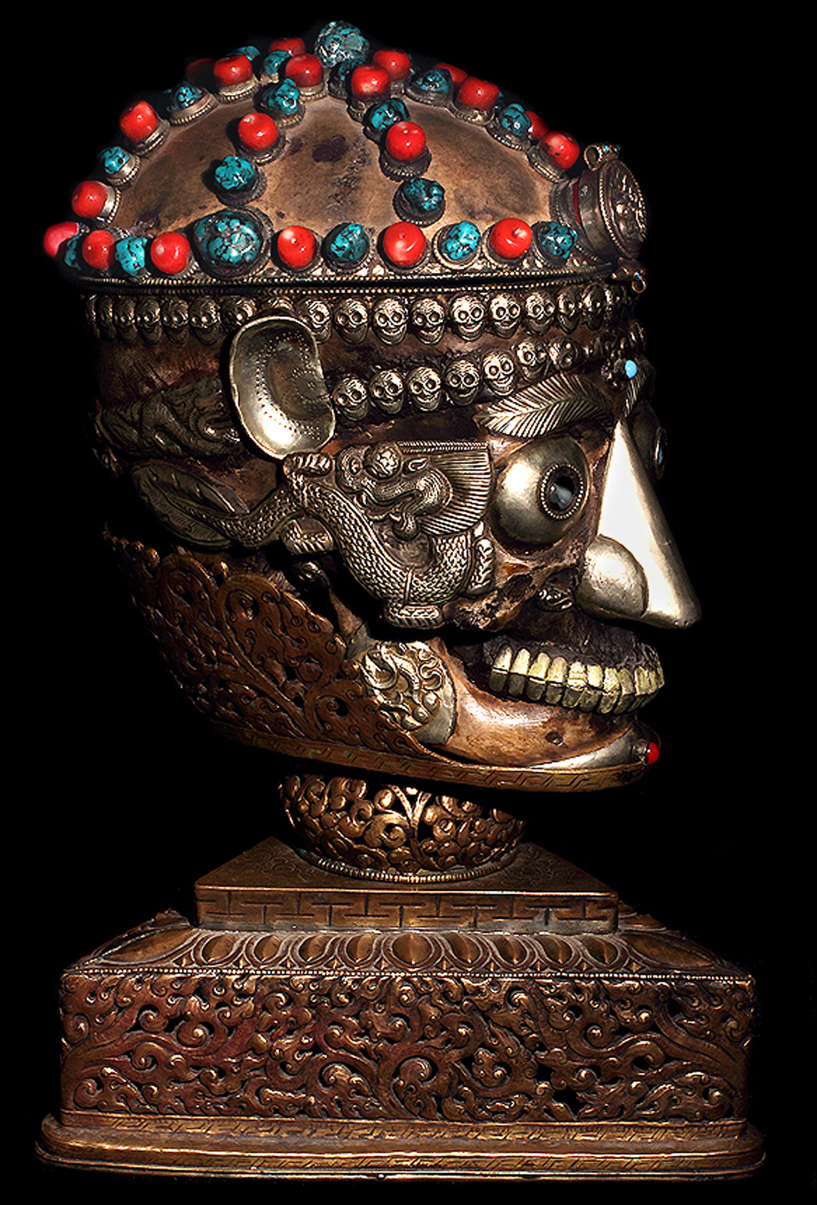 Kapala Tibetisch Coupe kranialen Ritual Tantrische Buddhistisches aus Harz S1C 