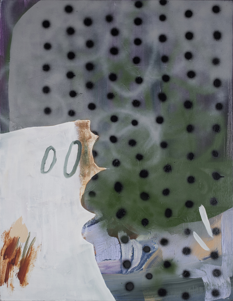 무제 Untitled, 2017, oil on spray paint on jute, 116.8x91cm