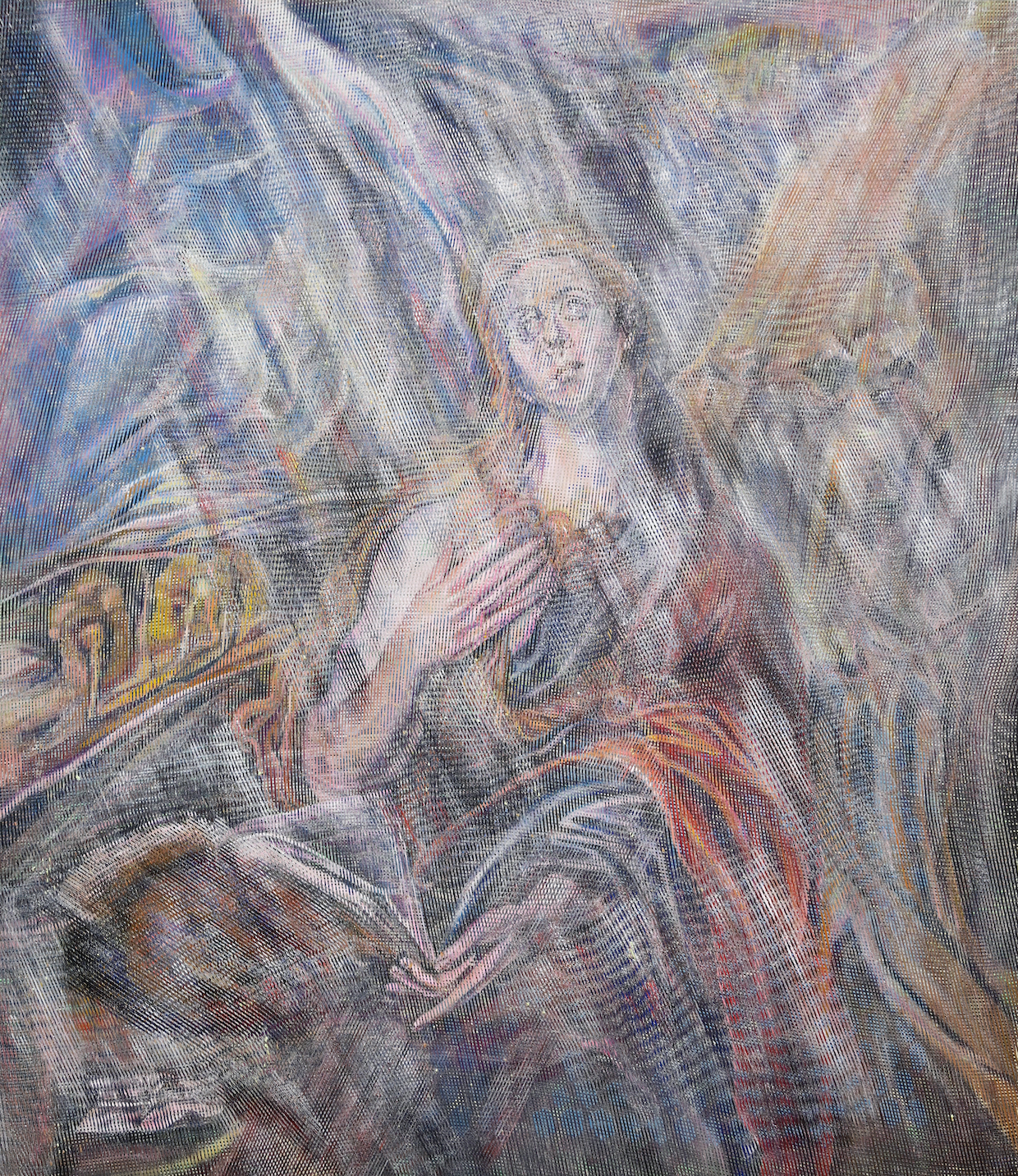 Kim Benson, Dream of No Ends, 2022, oil and enamel on canvas, 90” x 78” 