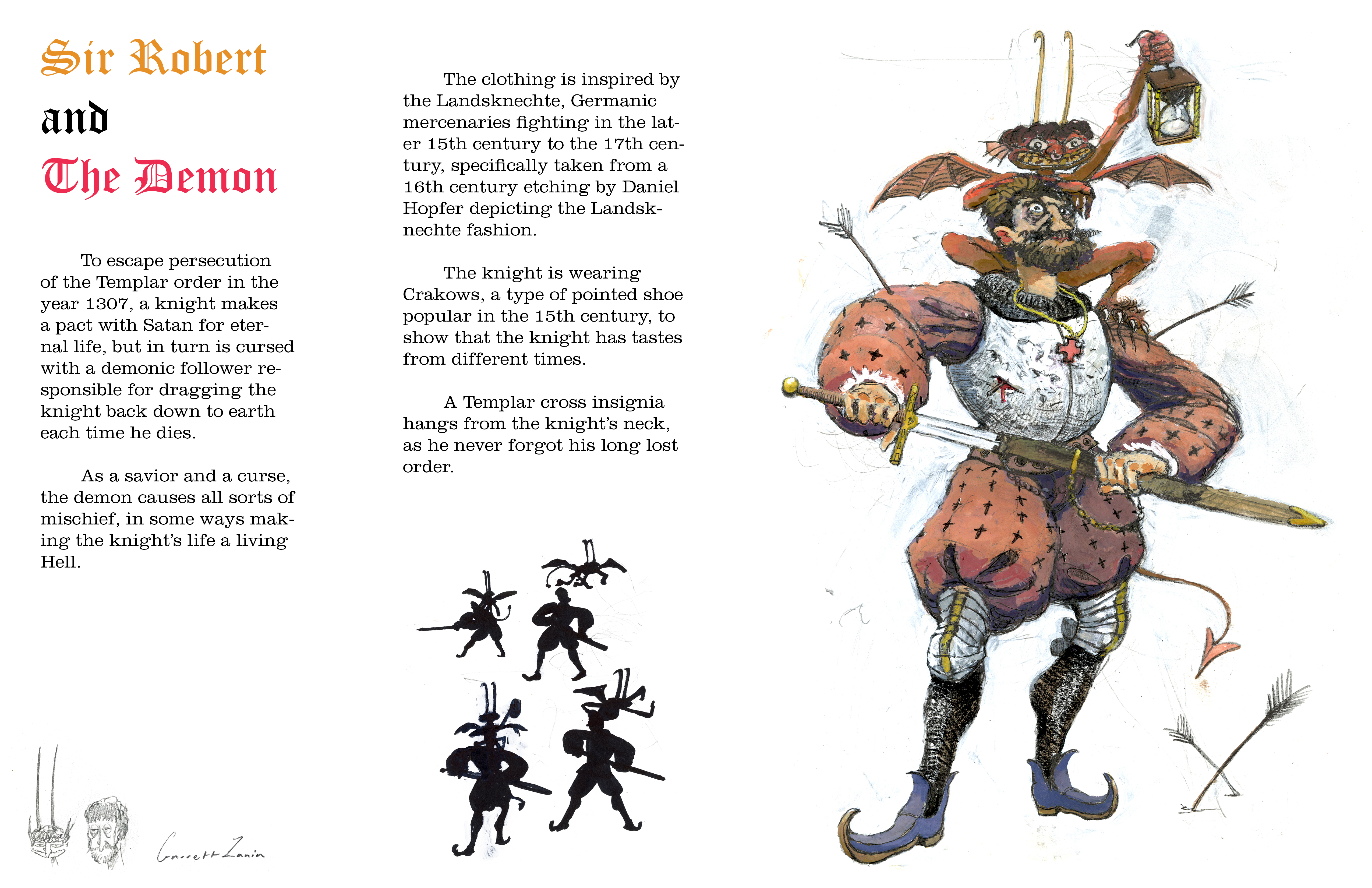 Knight and Demon, mixed media, 2023