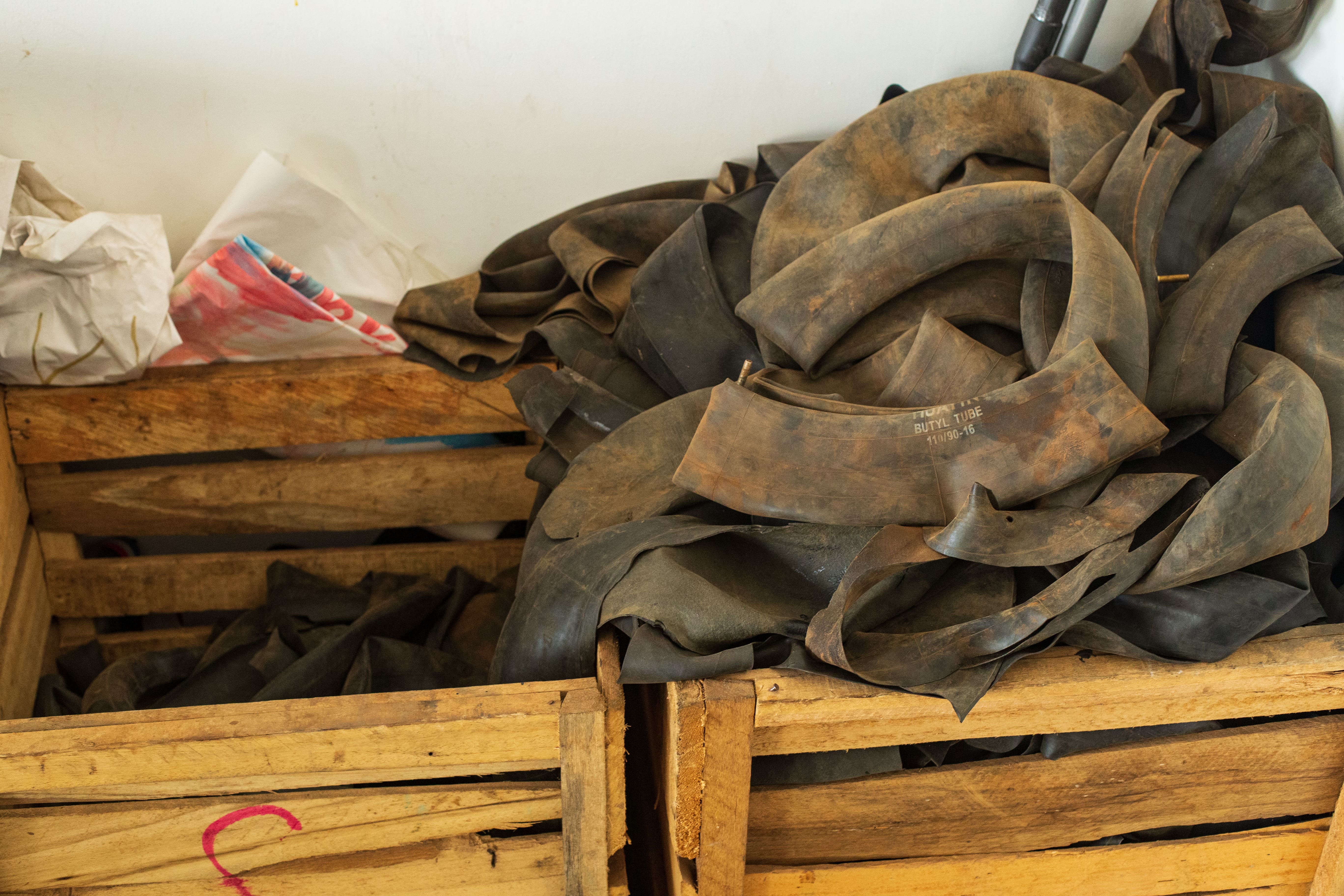 Inner tubes in studio. Dela Anyah