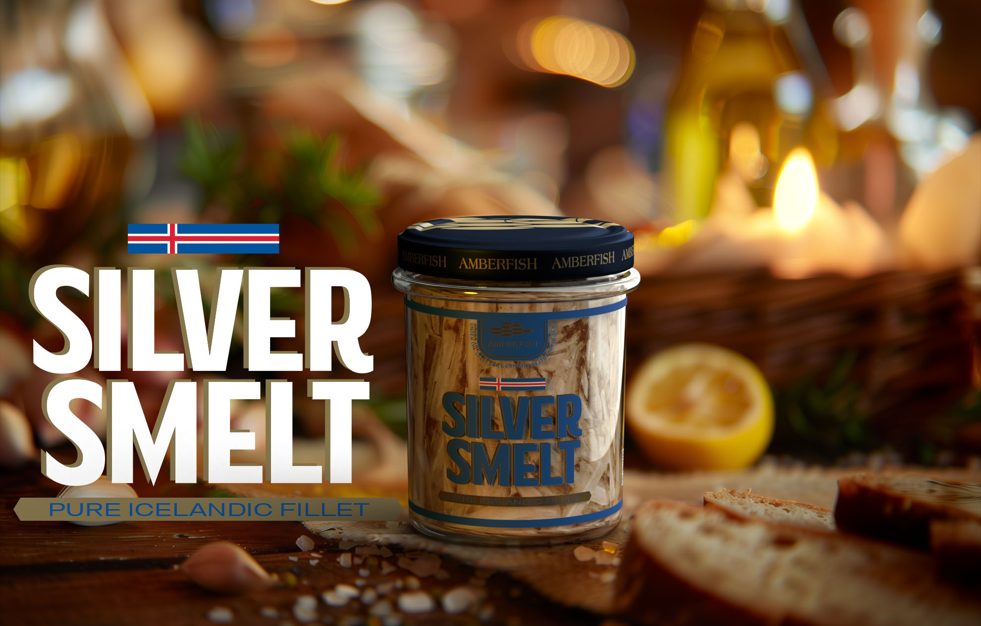 Layout design for the Finest Collection product line, with custom lettering inspired by different regions and cultures of the world. Amberfish Finest Collection