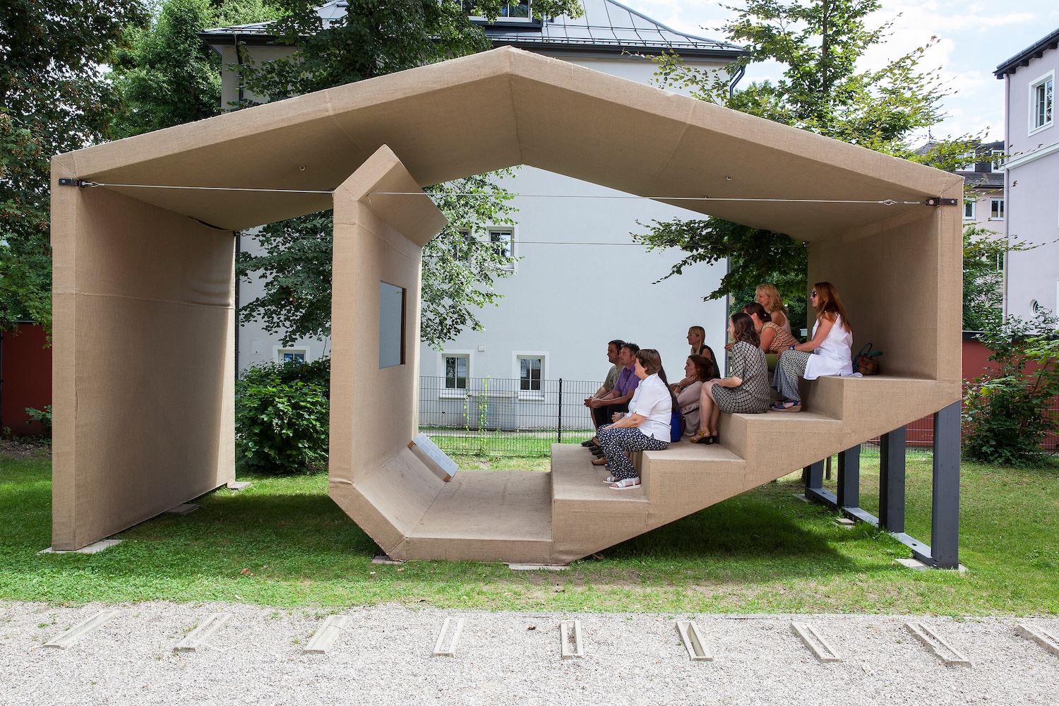 Vaari Claffey, Cinema Pavilion for ‘People’s Cinema Salzburg’, Erika Hock, 2016. Photo: Salzburger Kunstverein