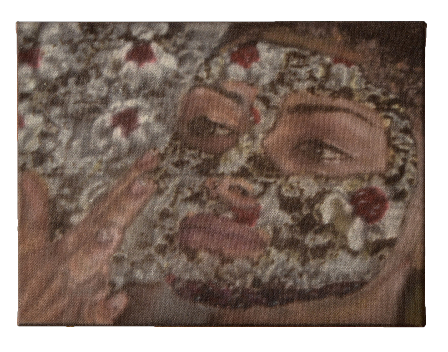 cream mask (black forest), 2021, acrylic on canvas, 30 x 40 cm