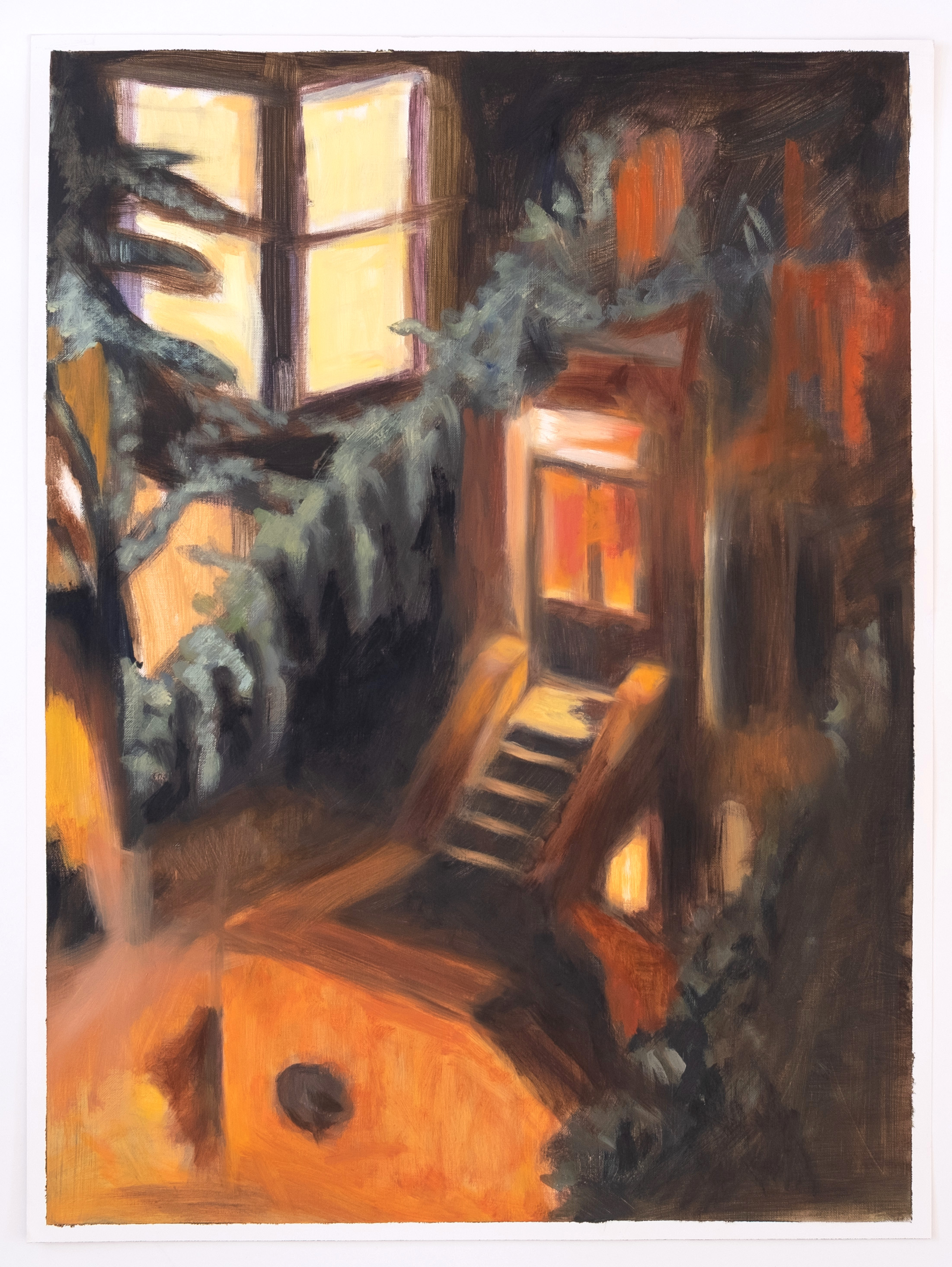 Brownstone, autumn, oil on paper, 24 x 18, 2012