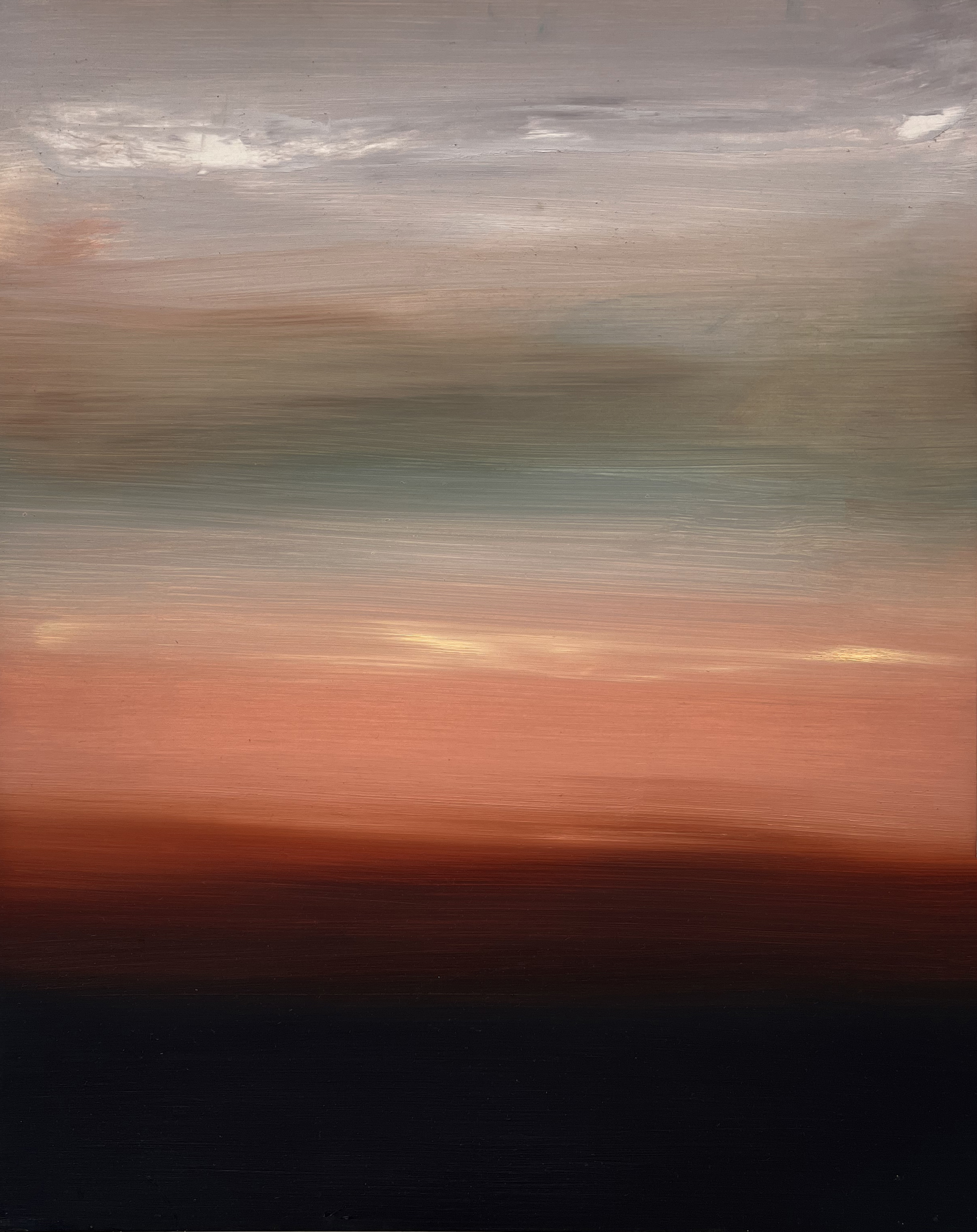 13. with subtitles (at dusk) 3/4, 2023 oil on board [24 x 30’ inches]