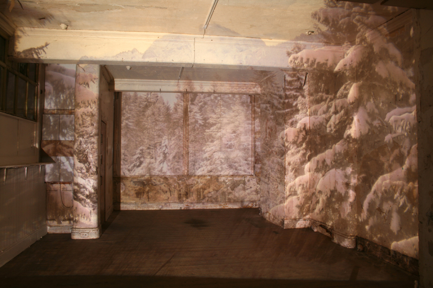 A Winter Wonderland in Your Living Room, (installation view), dims variable, photographic projection
