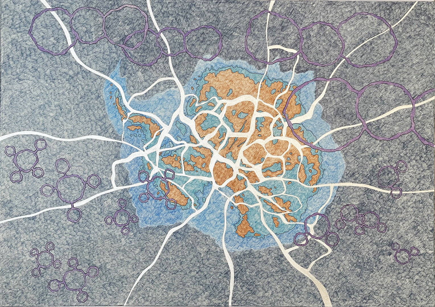 Antarctica Ocean Rise, colored pencil on paper, 20" x 14", 8/21