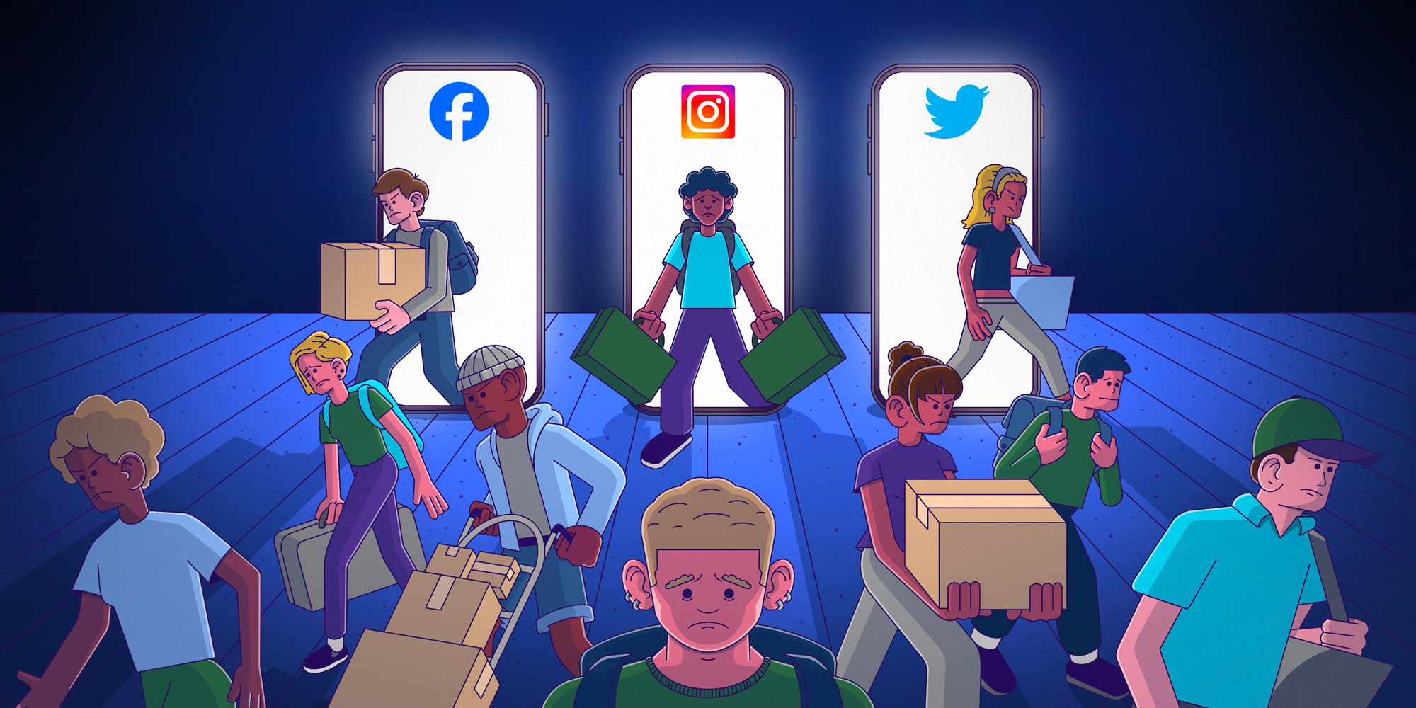 Great news — social media is falling apart - Illustration by Hugo Herrera