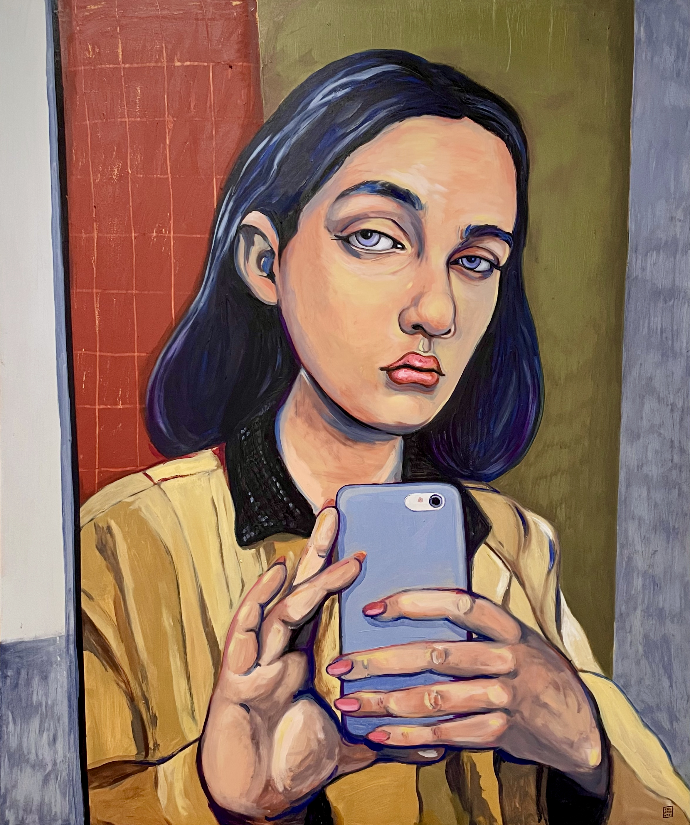 Estoy muy sola, dadme un like. Oil on canvas. 120x100cm. 2021