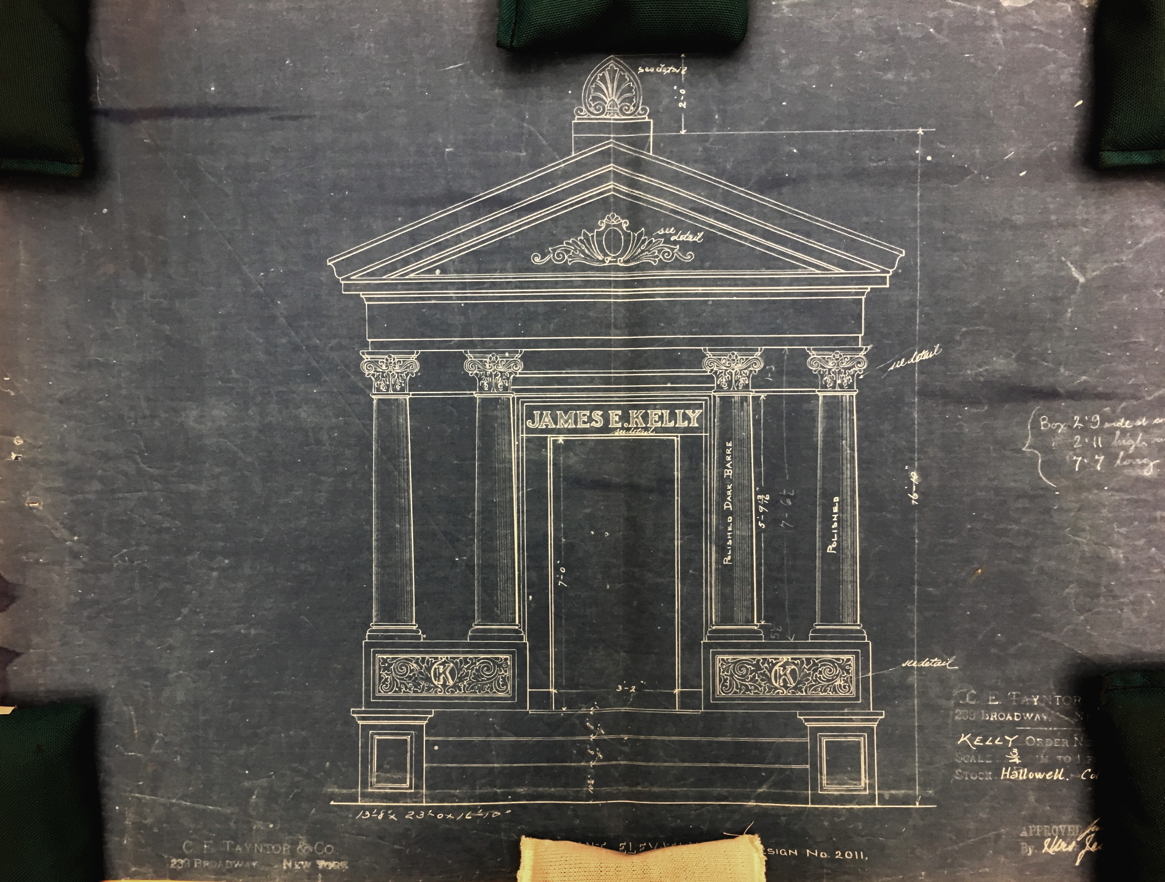  Original Blue Prints of the Main Facade developed by C.E Tayntor Company, ca. 1905  Source: Avery Library Classics 
