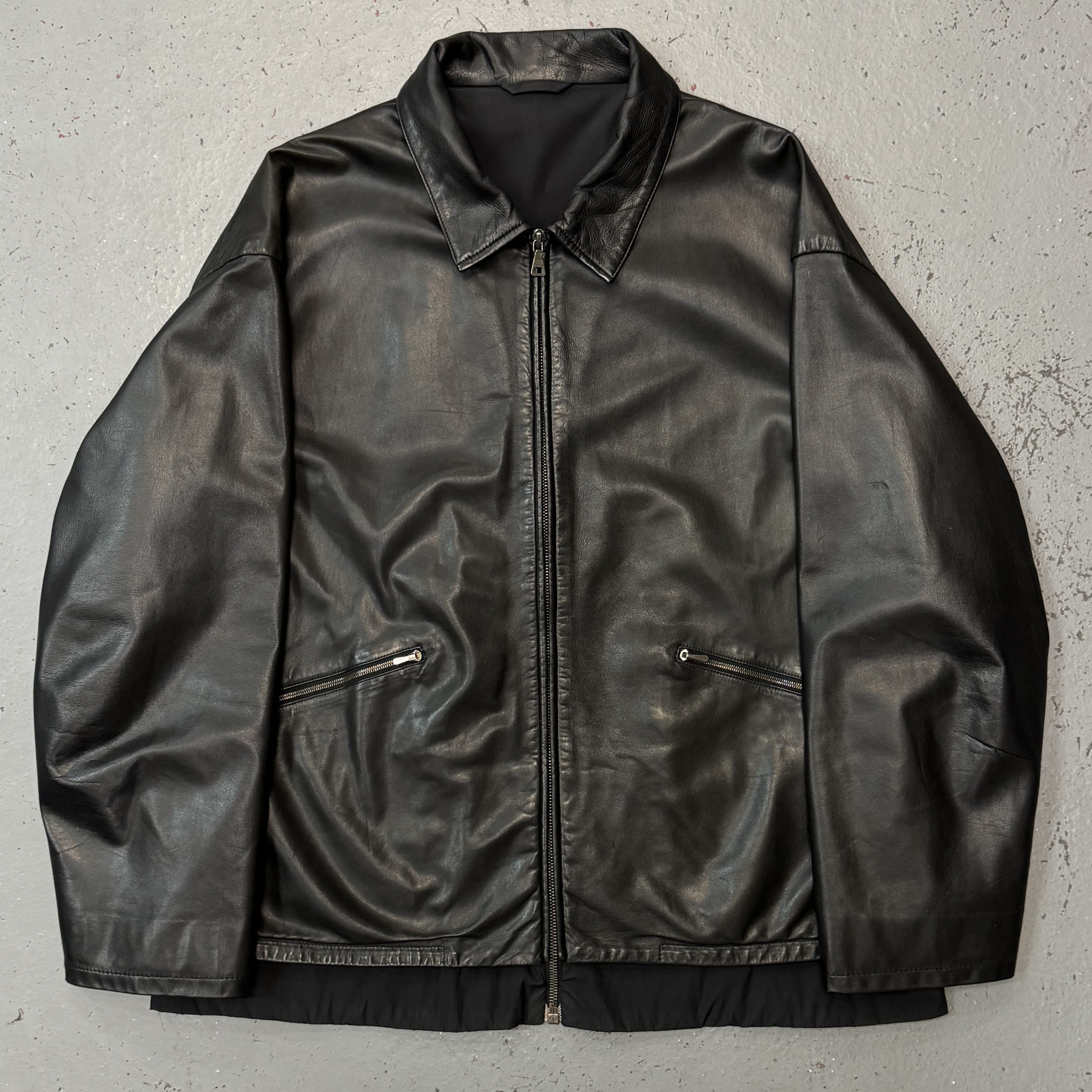 Jil Sander, 1990's Double Layered Leather Blouson - LA NAUSÉE Jil Sander, 1990's Double Layered Leather Blouson - LA NAUSÉE