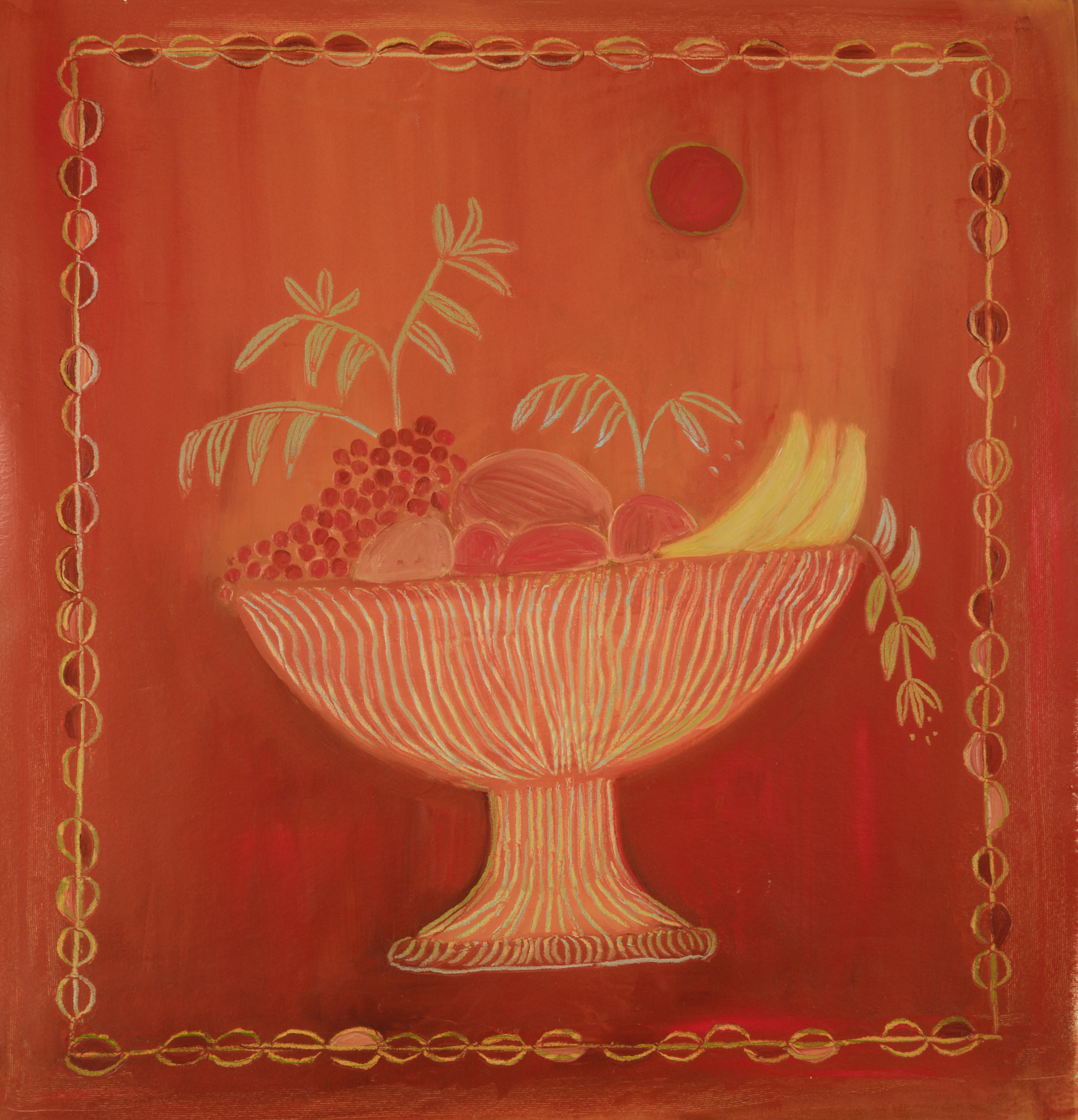 Bowl of Fruit 2, 2024. Oil & oil stick on canvas. 95cm x103cm