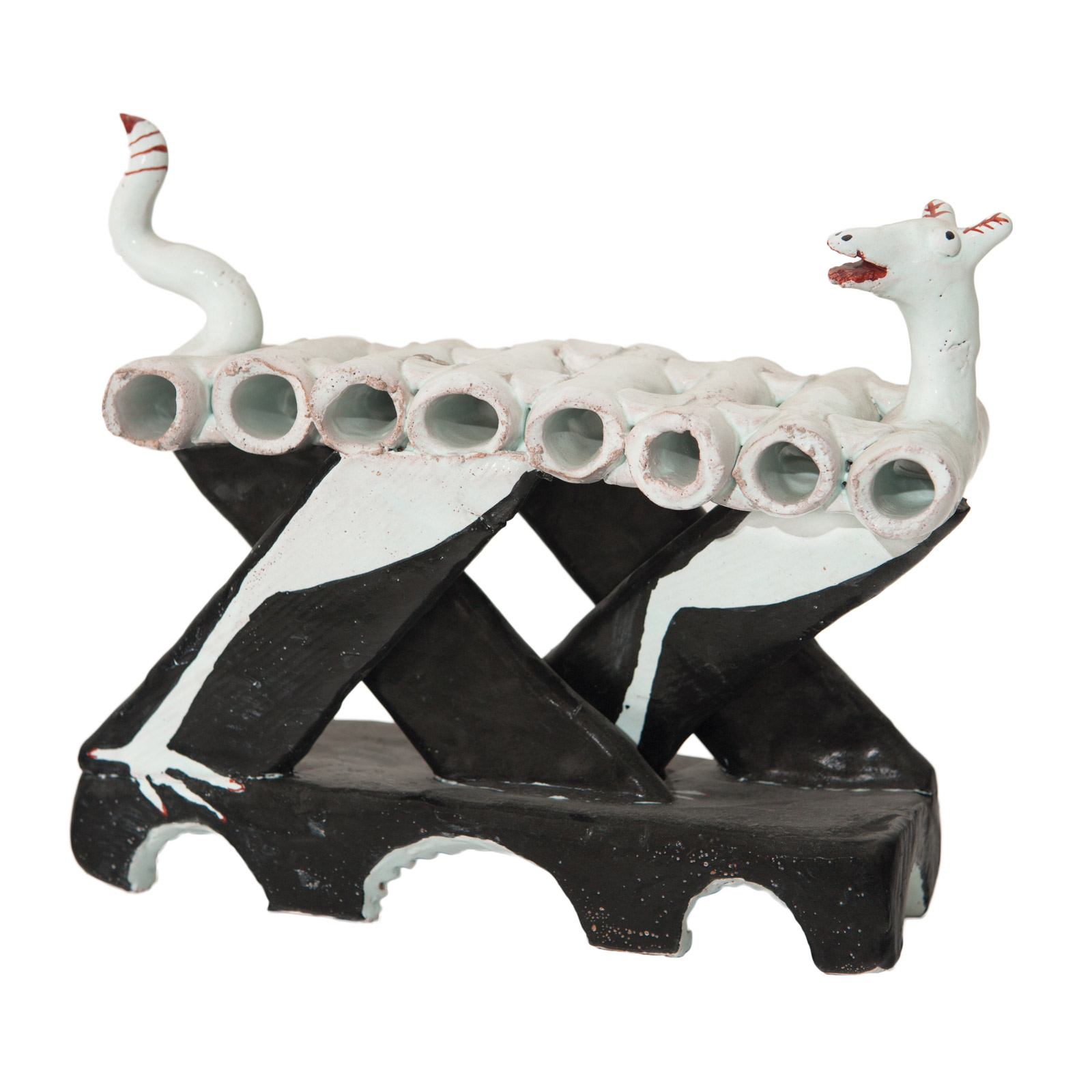 Cross-legged tubular animal, 8.3.2008Glazed ceramic stonewareHeight 25.5cm