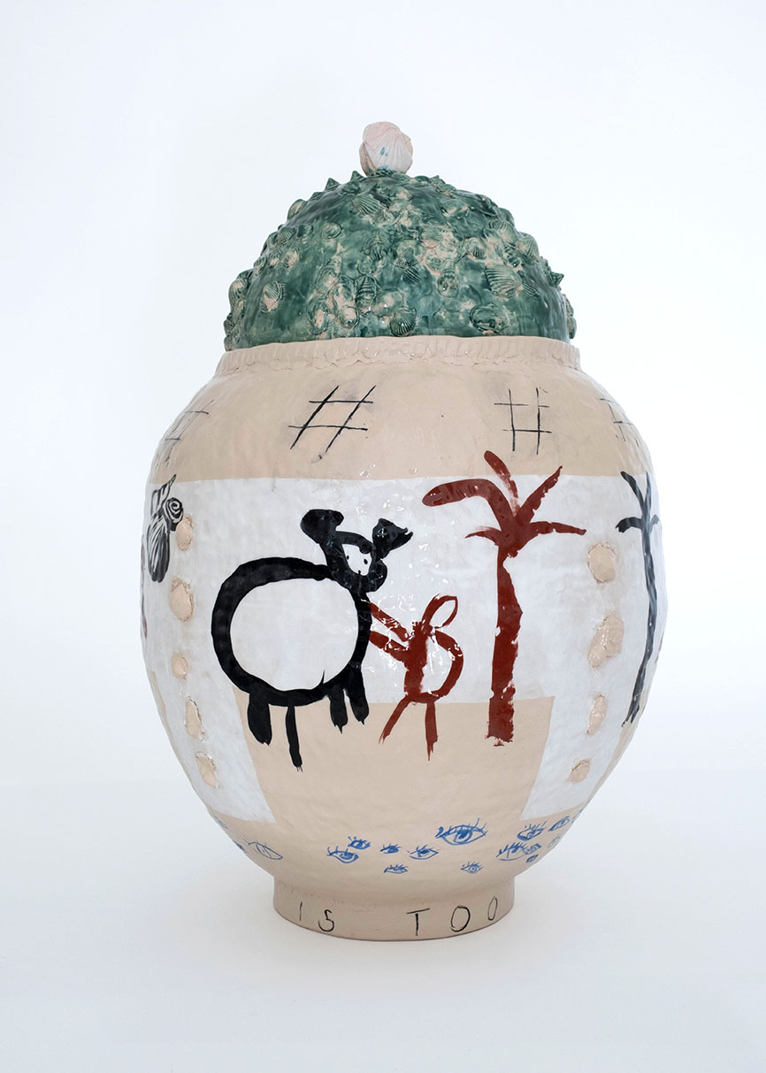 Slow is too fast, 2026 Hand-built stoneware, engobe  and transparent glaze &Oslash; 42 x 63 H cm