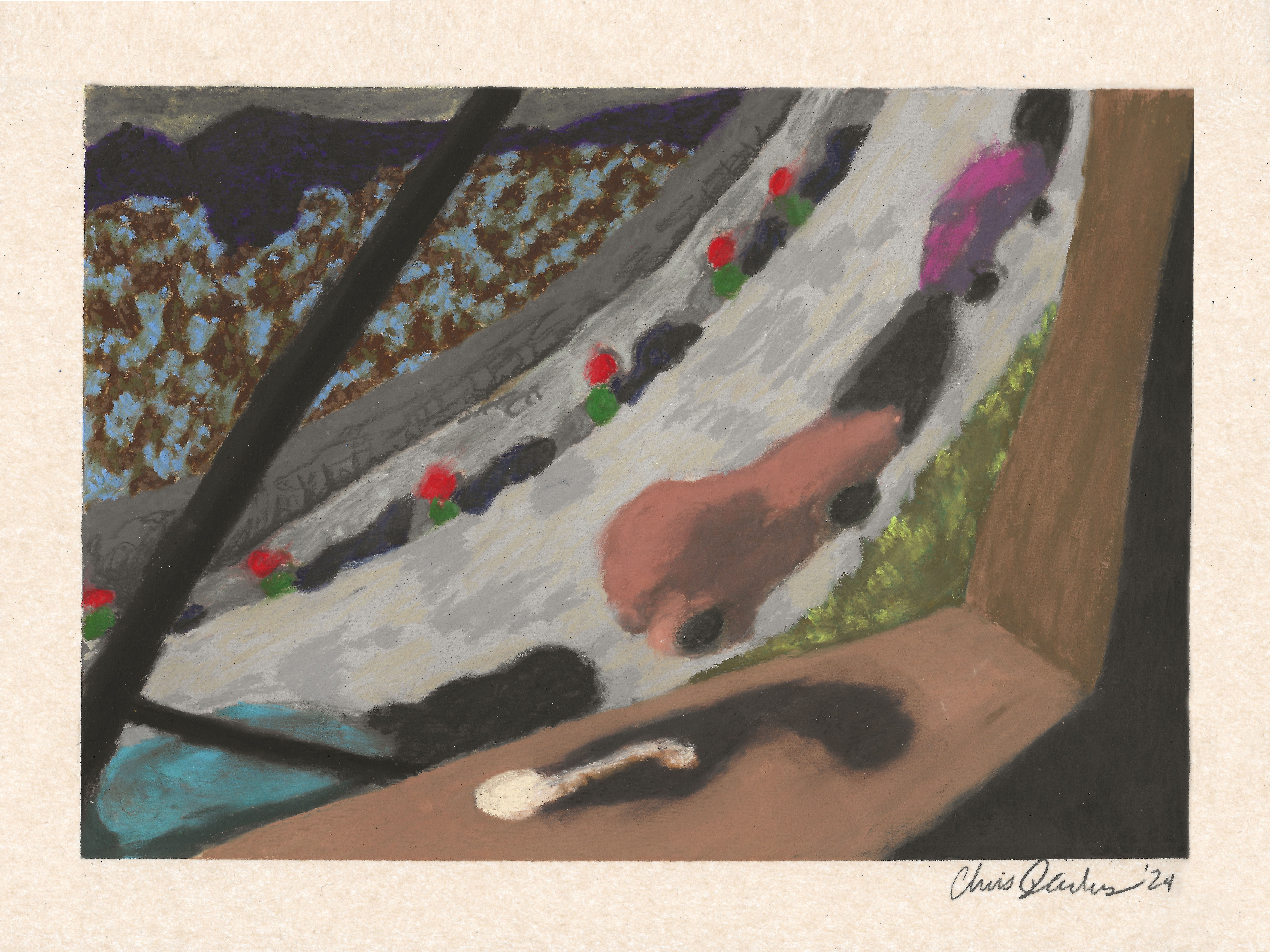 Isshiki Blues, 2024, soft pastel on paper, 9 x 12 inches