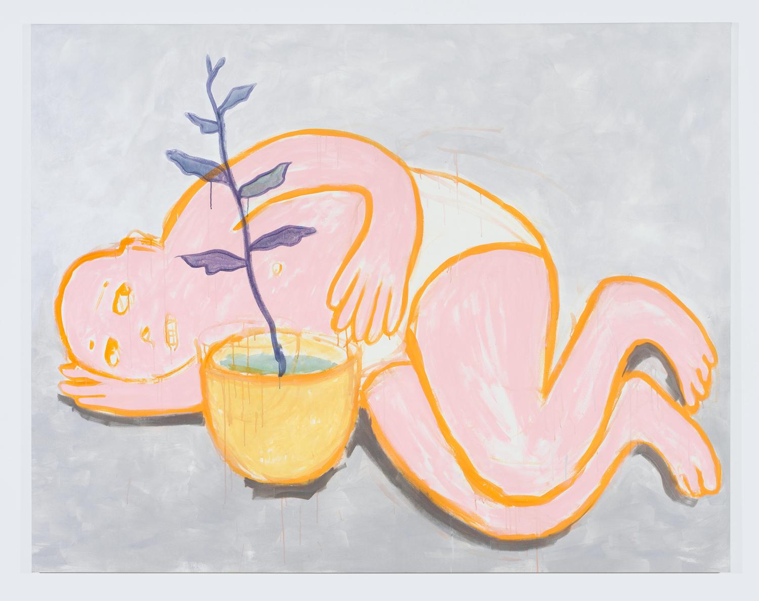 Polina Tereshina, Plant Spooner, 2021, Acrylic on canvas, 69 x 86 in.
