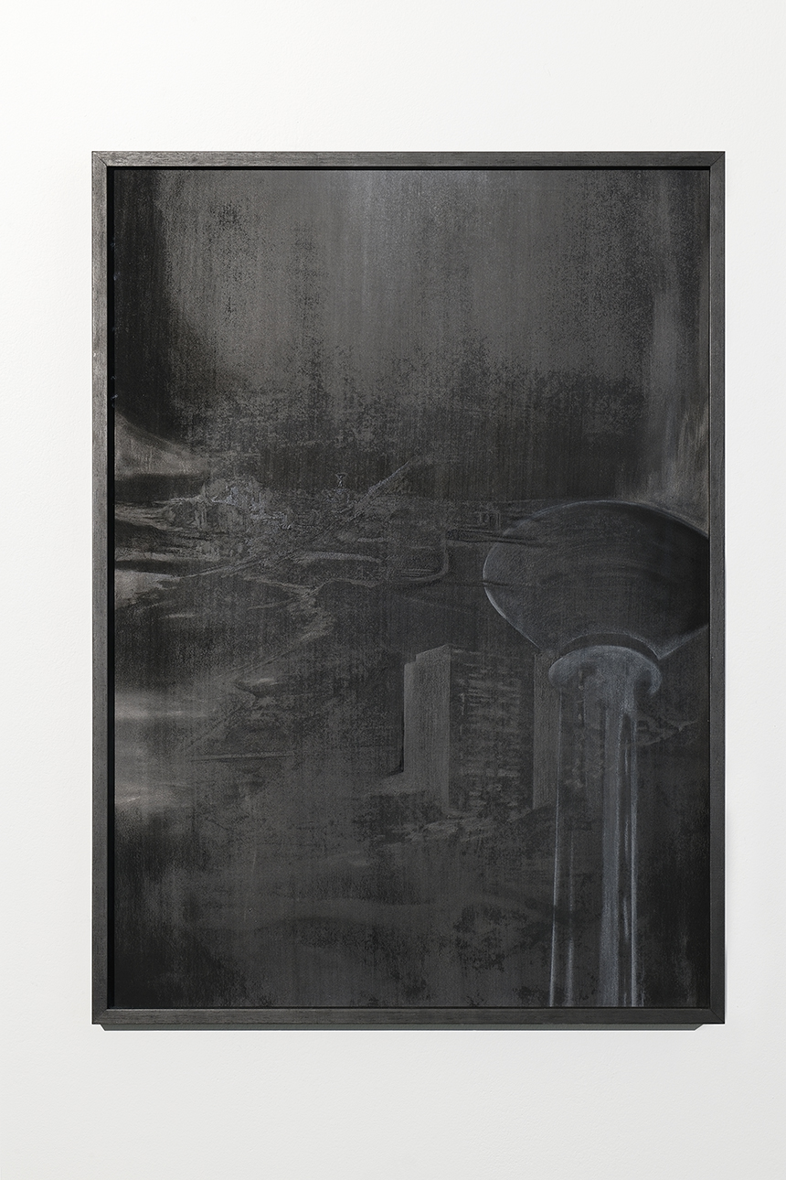 Guénaëlle de Carbonnières Château d'eau, 2024 Série Les ombres blanches Dessins sur tirage à la gomme bichromatée 83,5 x 60 cm ©Blaise Adilon Courtesy de l'artiste et Galerie Binome