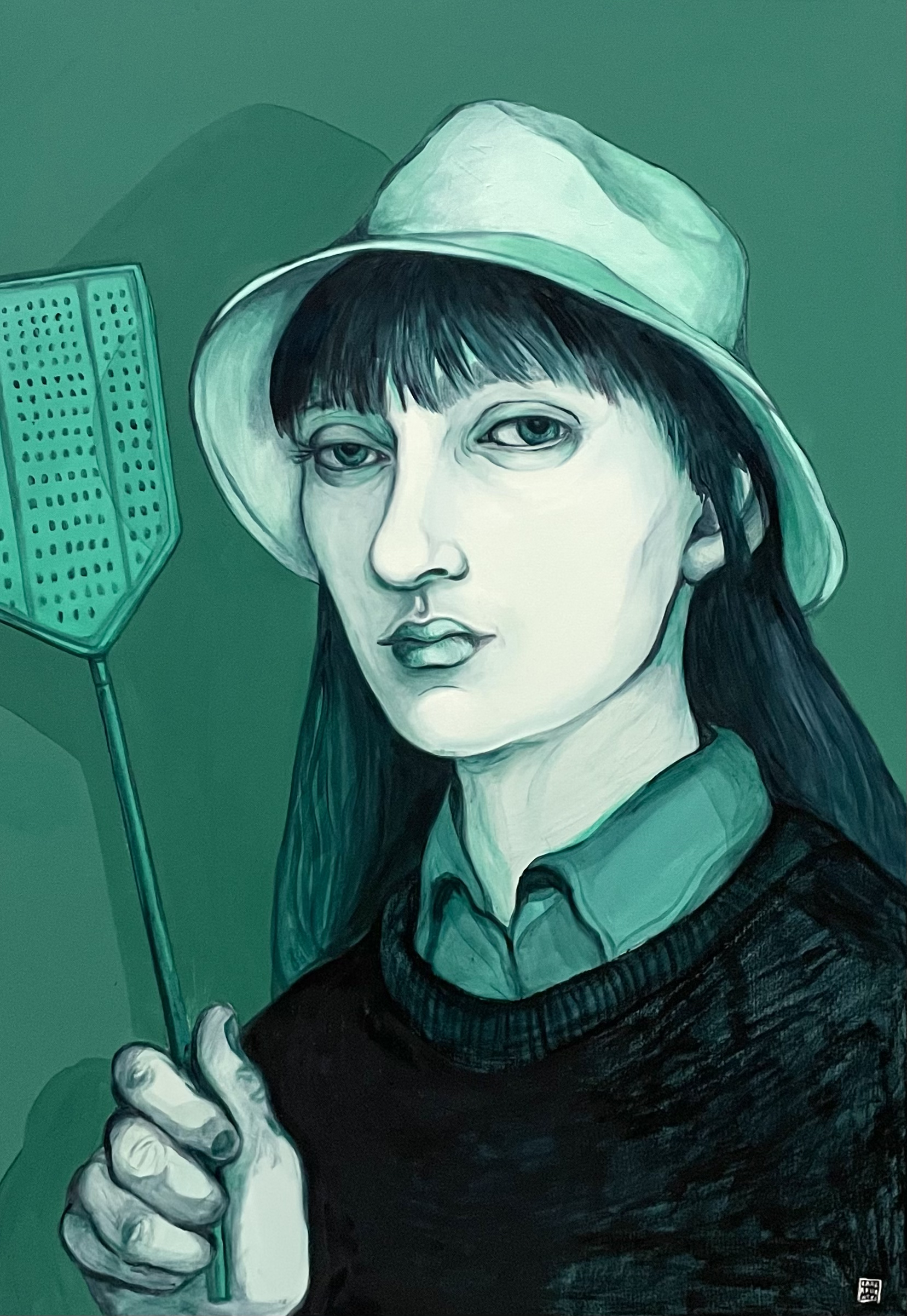 Matamoscas en verde. 100x70cm. Oil on canvas. 2021