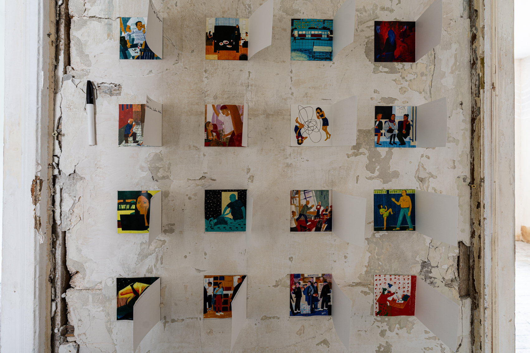 Bild 5 zu die Erinnerung an...: Frontale Ansicht auf  16 der Illustrationen.