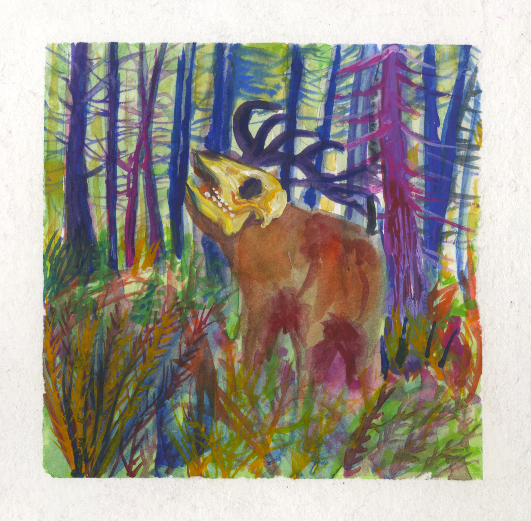 Woods, 15x15 cm. Gouache et encres su papier. 2016