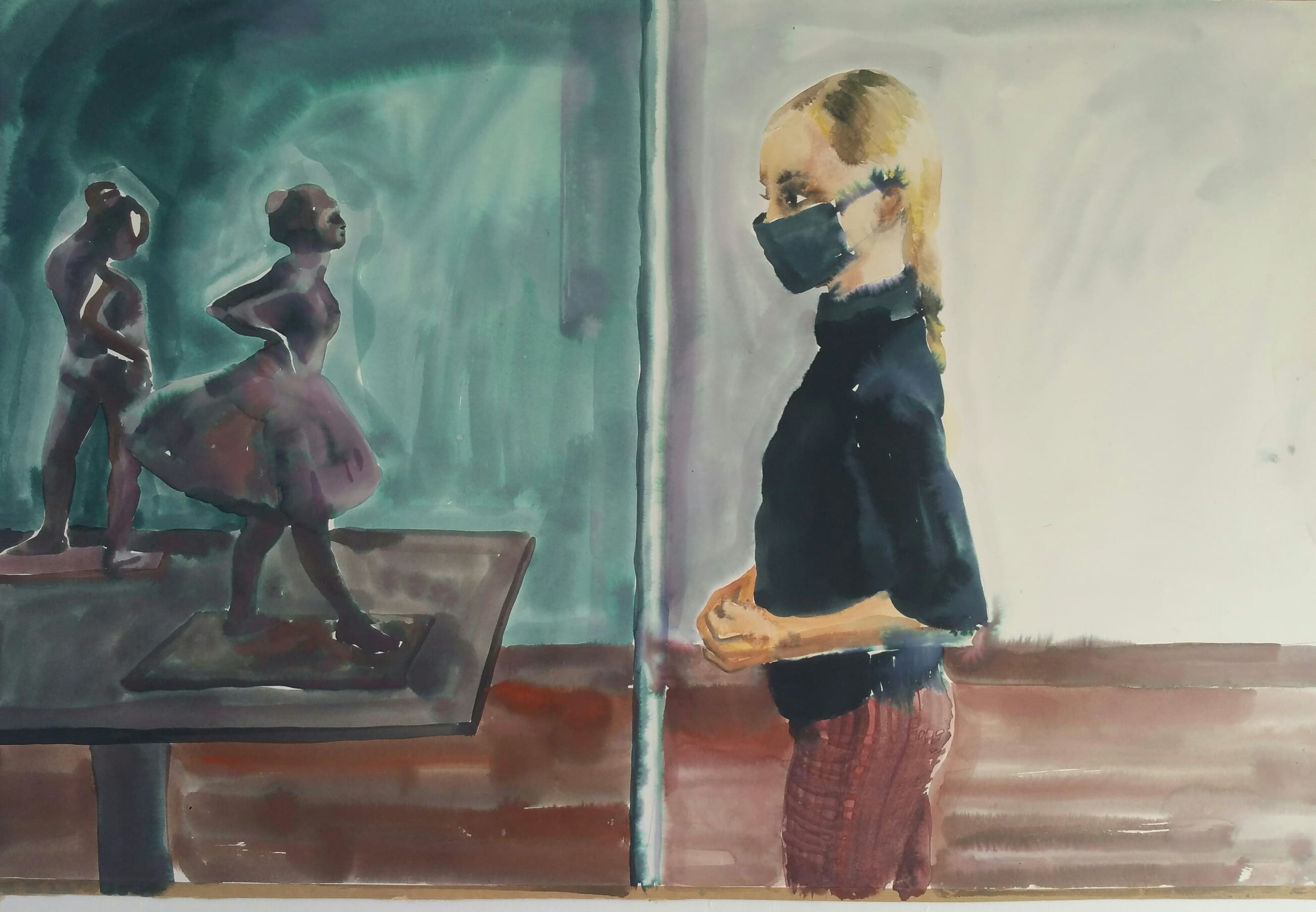 Les danseuses, aquarelle, 80x120cm, 2020