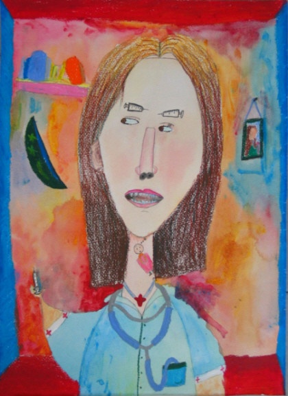 Doctor Mother / watercolor, crayon on paper / 2005 (age 11)