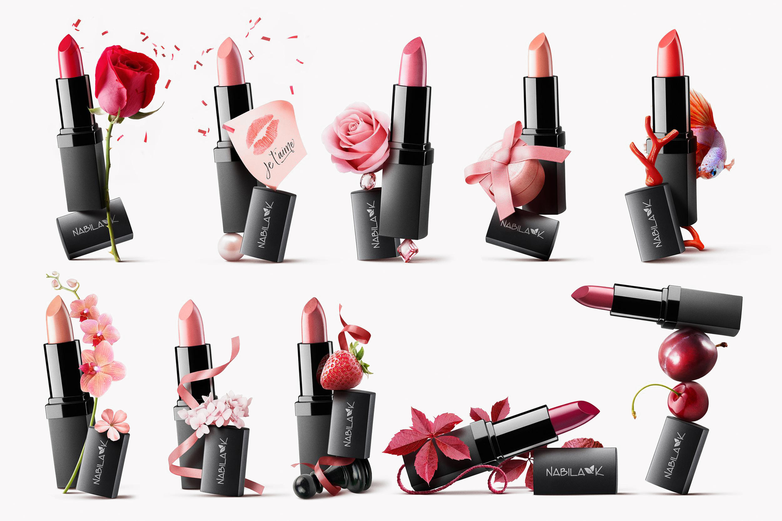 Social media campaign for the lip stick products line. Cosmetic product photography. Makeup product styling. Created by Eclectic M Studio.