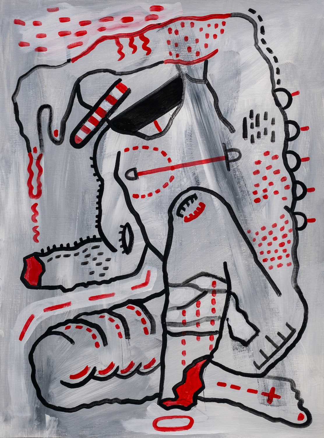 Violent Lapses of Acquired Habits no. 4, 2020, Flashe on paper, 24 x 18 in. (framed)