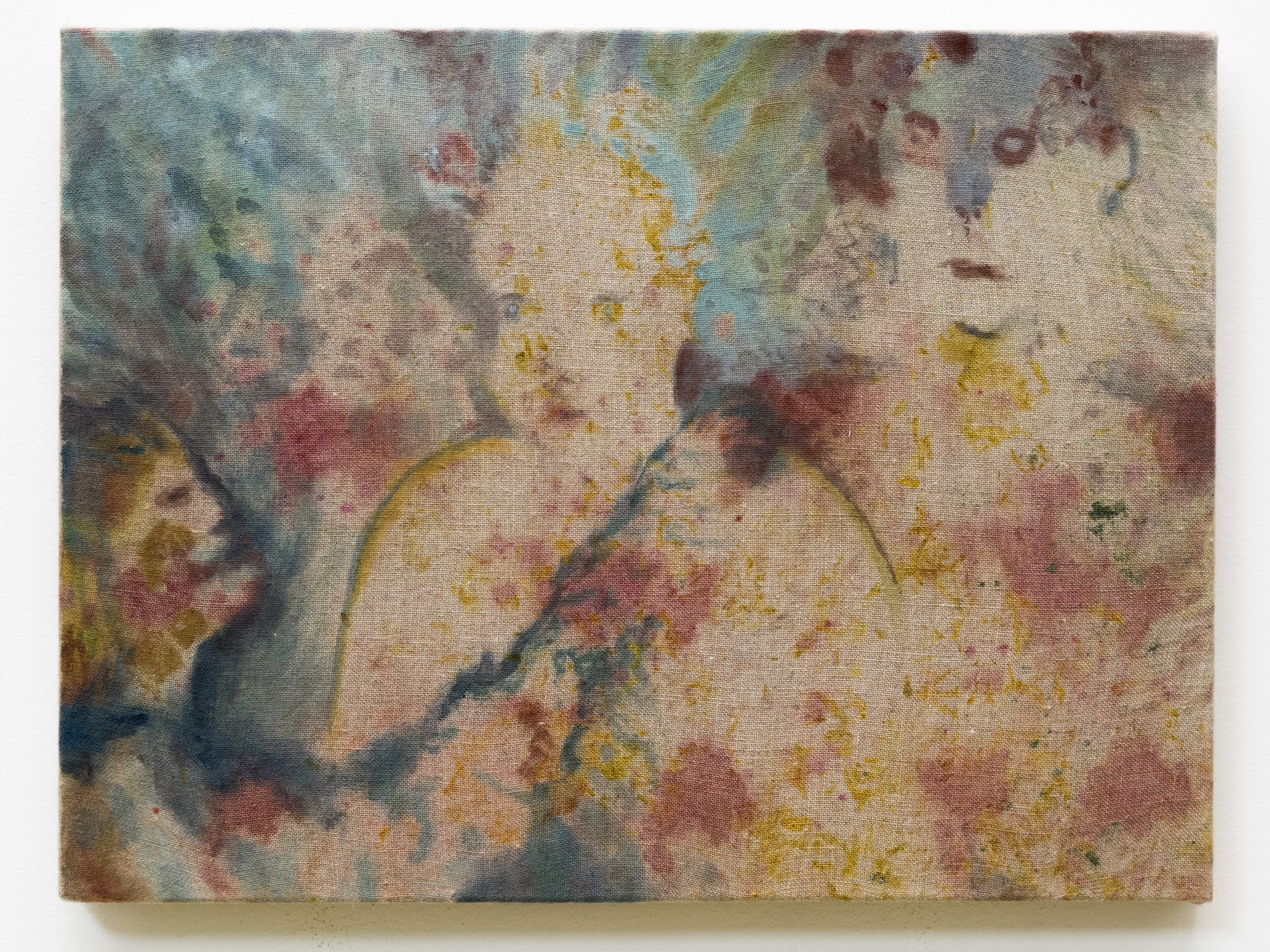 "Suddenly", Oil and Natural Dye on Unprimed Linen, 12 x 16"