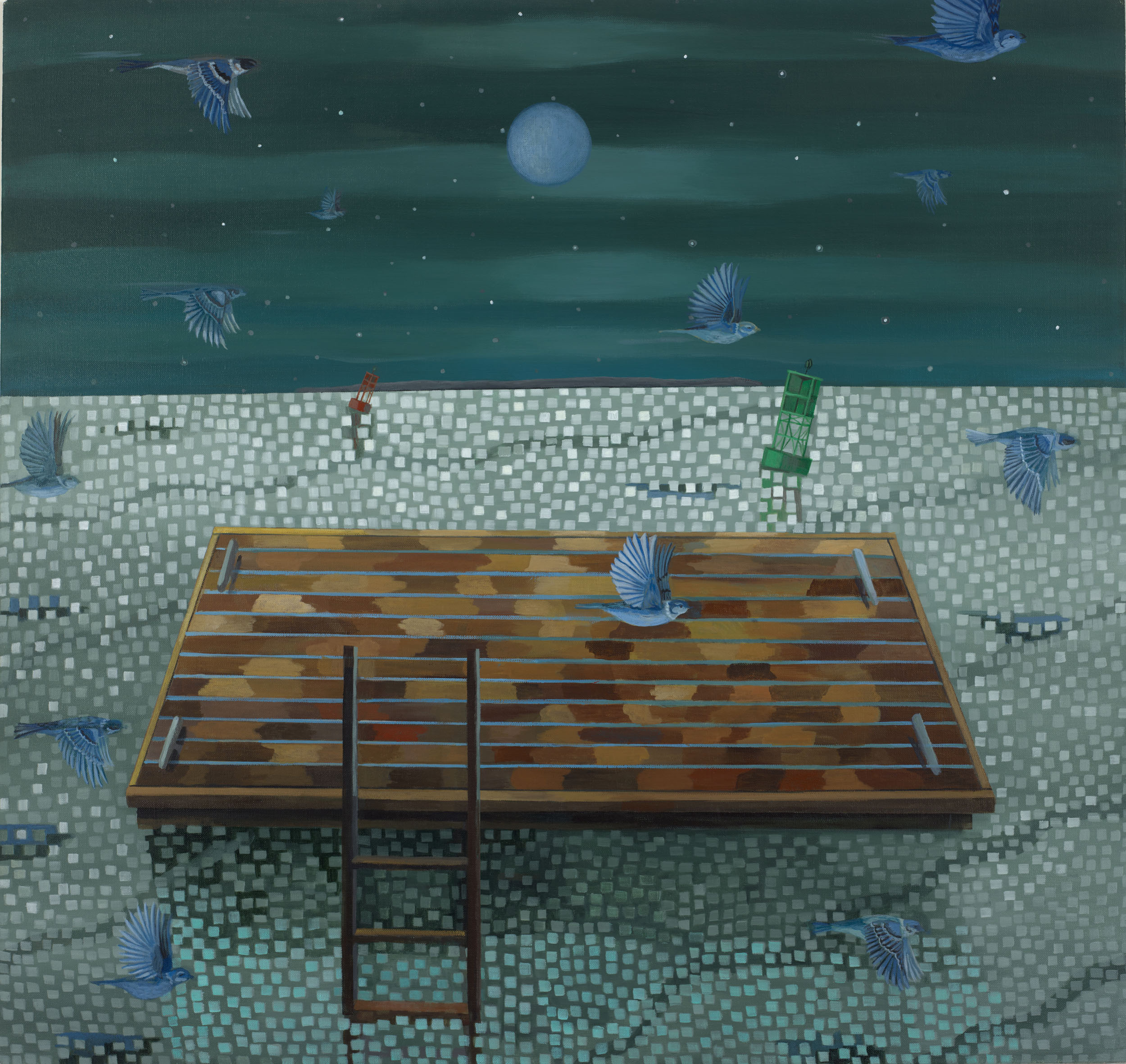 Flight Path, 2023, Acrylic on Linen, 38 x 40 in. $9,500