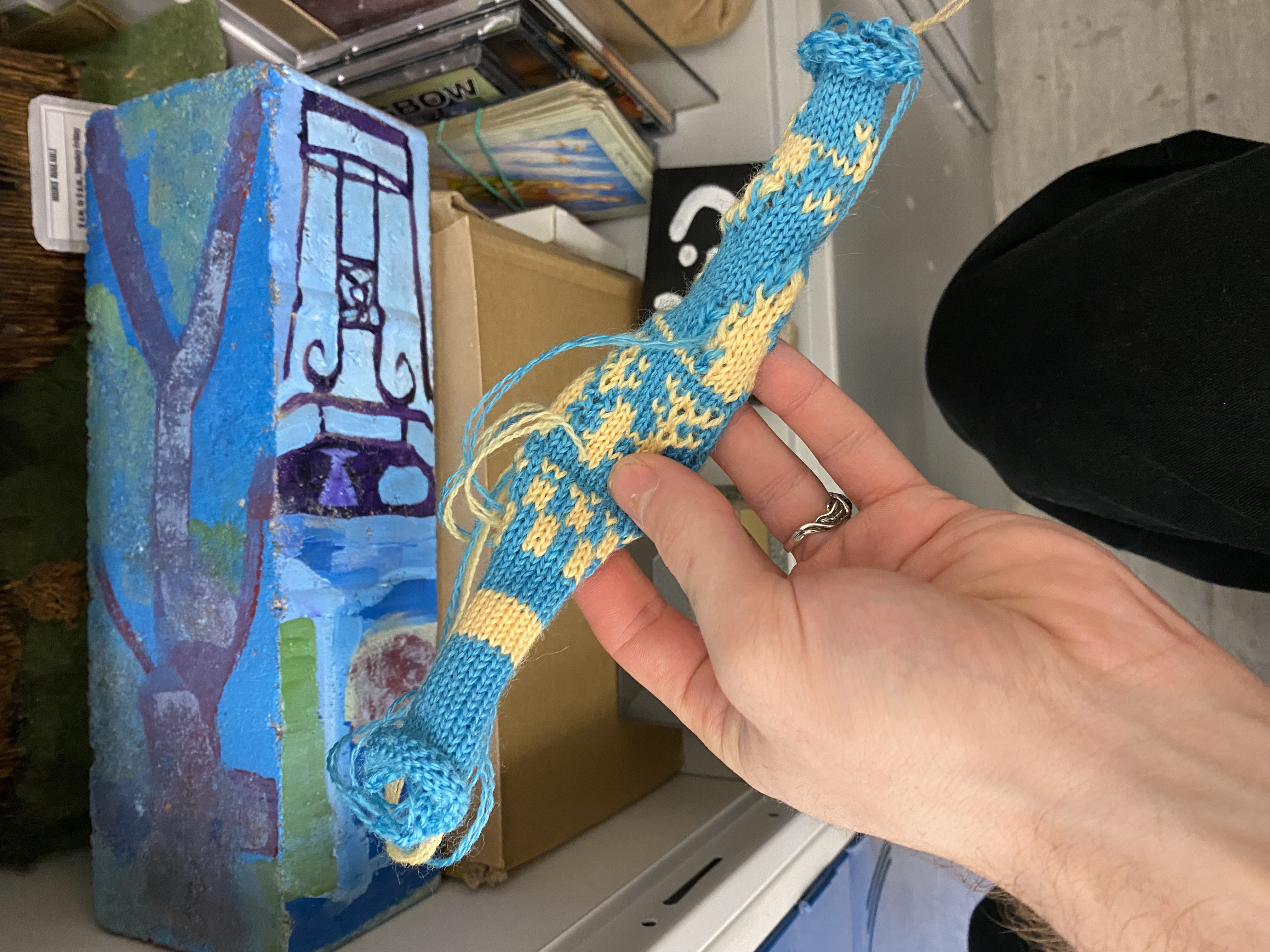 First test using knitting machine 