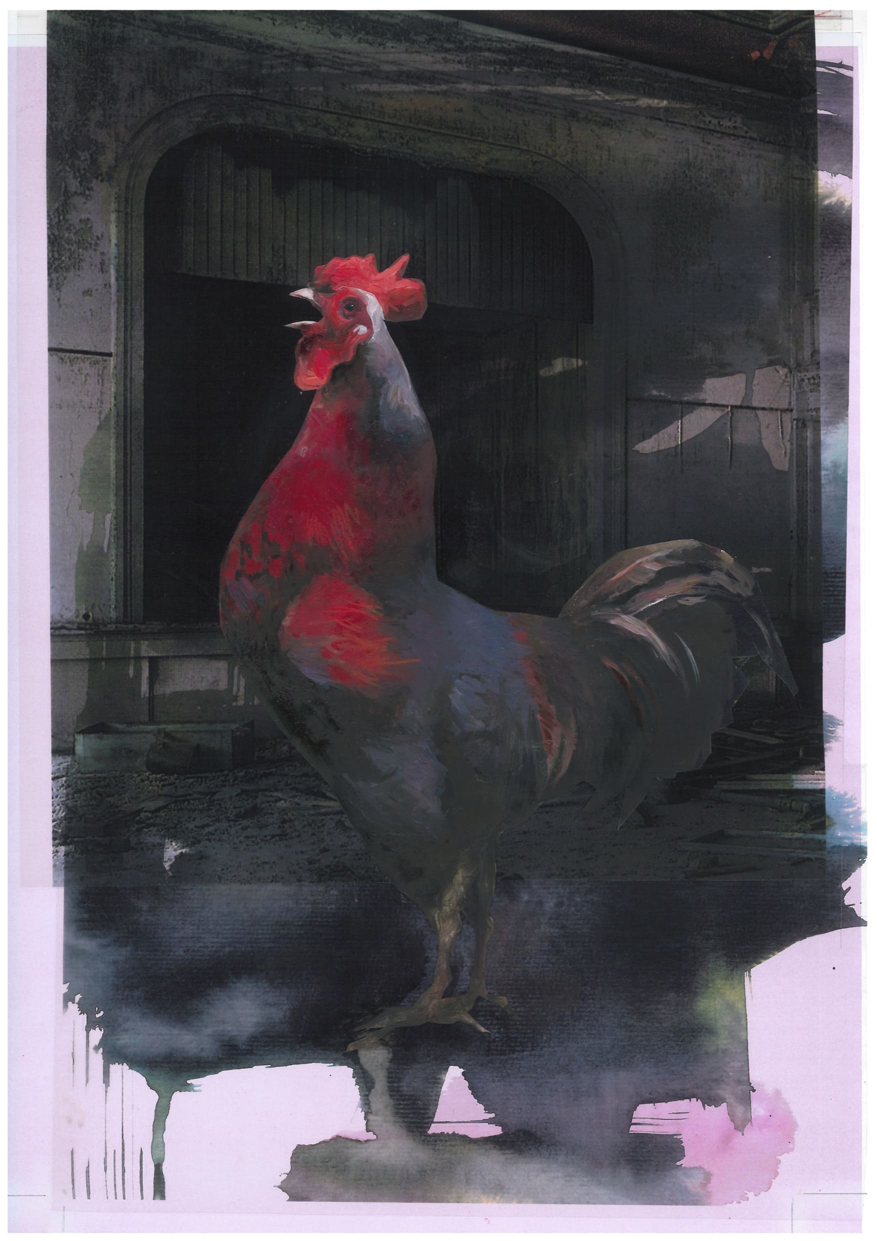 In the morningOil paint on paper, collage with photo materialSerie: Hamlet/ Text: Bruno Blume, 28x44cmPublisher: Kwasi Verlag, Bern, 2016