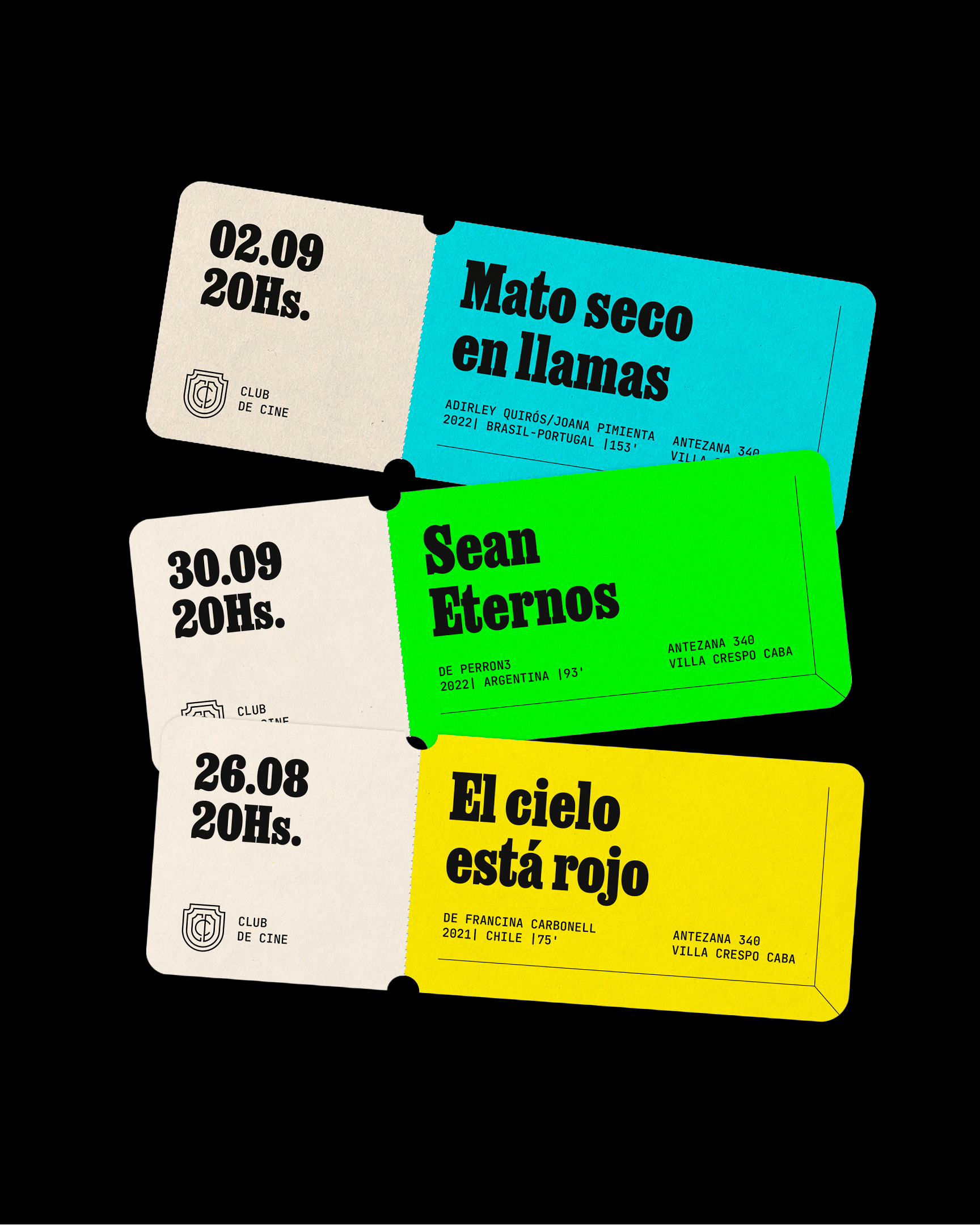 Diseño de entradas para el Club de Cine por Kinoto Studio